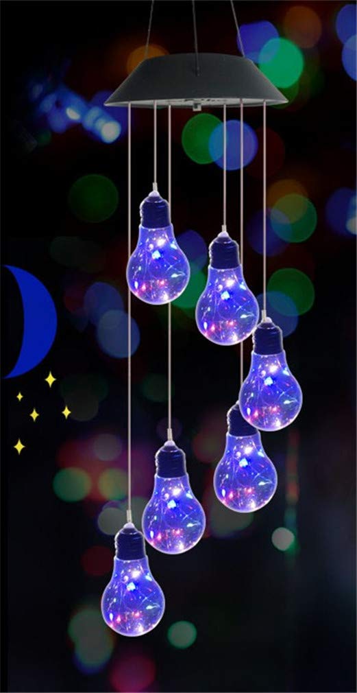 Ulalaza Solar Wind Chime with LED Color Changing Lights - Outdoor Solar Powered Decor for Patio, Garden, Yard & Home (Bulb Included) - Perfect for Romantic Evenings, Outdoor Parties & Landscape Lighting