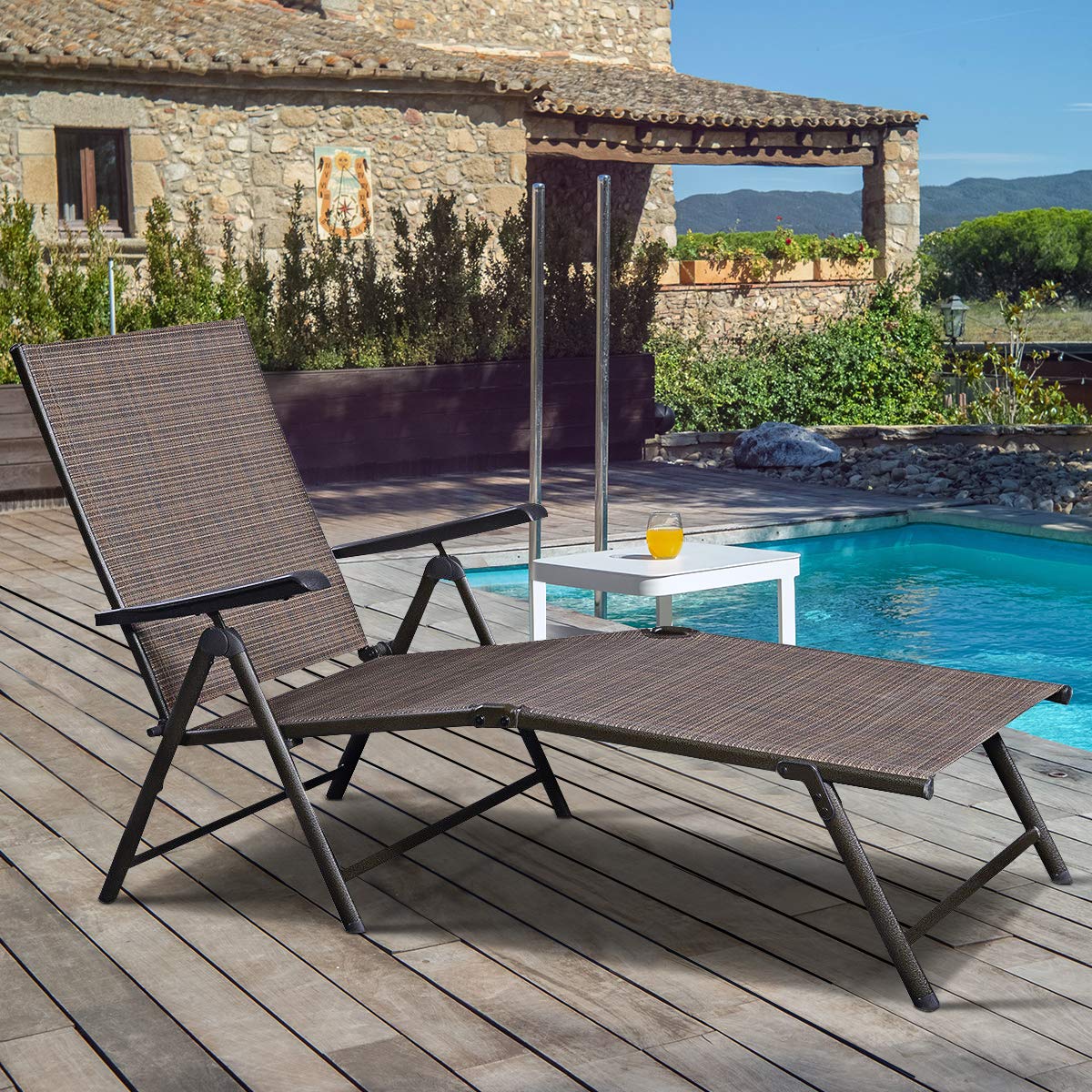 Casart Adjustable Chaise Lounge Chair - Outdoor Reclining Sun Lounger for Poolside, Garden, Patio & Backyard - Perfect for Sunbathing, Relaxing and Outdoor Leisure Time