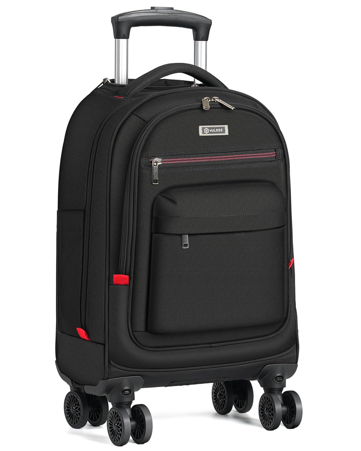 17 Inch Rolling Laptop Backpack with 4 Spinner Wheels - Water-Resistant Wheeled Carry-On Backpack for Adults, College, Work & Travel - Perfect for Overnight Trips, Commuting & Business (Black)