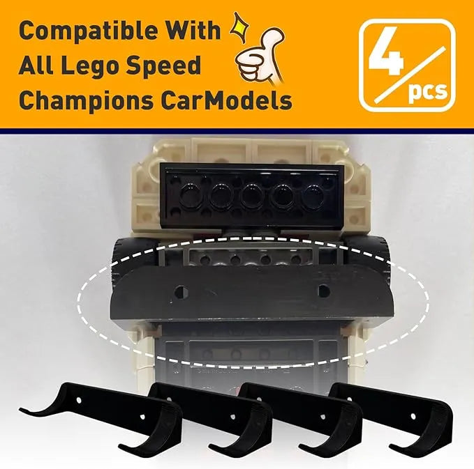 LEGO Speed Champions Series Wall Mount Display Hook - Perfect for Showcasing & Organizing LEGO Race Cars in Bedroom, Office, or Playroom