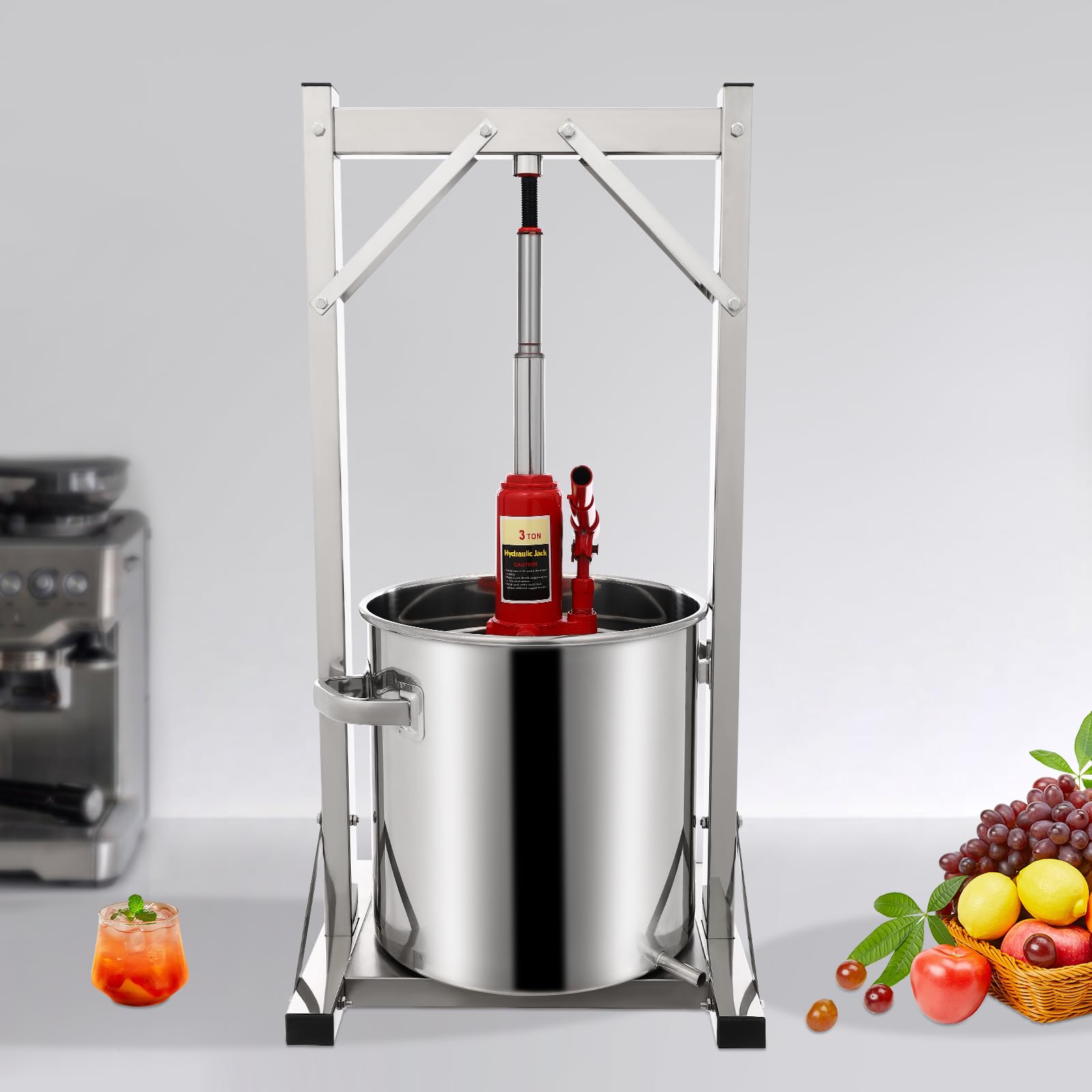 22L Large Capacity Manual Fruit Wine Press - Hydraulic Grape, Apple, Cider Press for Home Brewing | Perfect for Wine Making, Vegetable Juicing, Honey & Olive Oil Extraction | Great for Home Brewers, Farmers Markets & DIY Enthusiasts