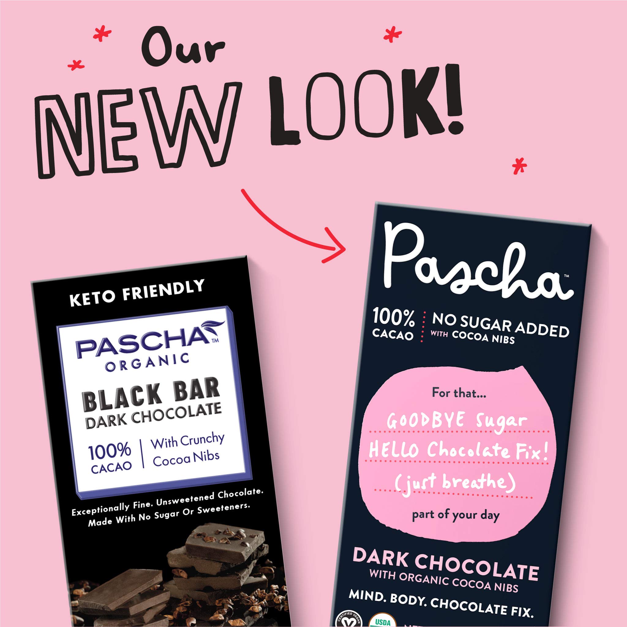 Organic No Added Sugar 100% Cacao Chocolate Bars with Cocoa Nibs - UTZ Certified, Gluten Free, Non-GMO, 5-Pack - Perfect for Baking, Snacking & Healthy Desserts