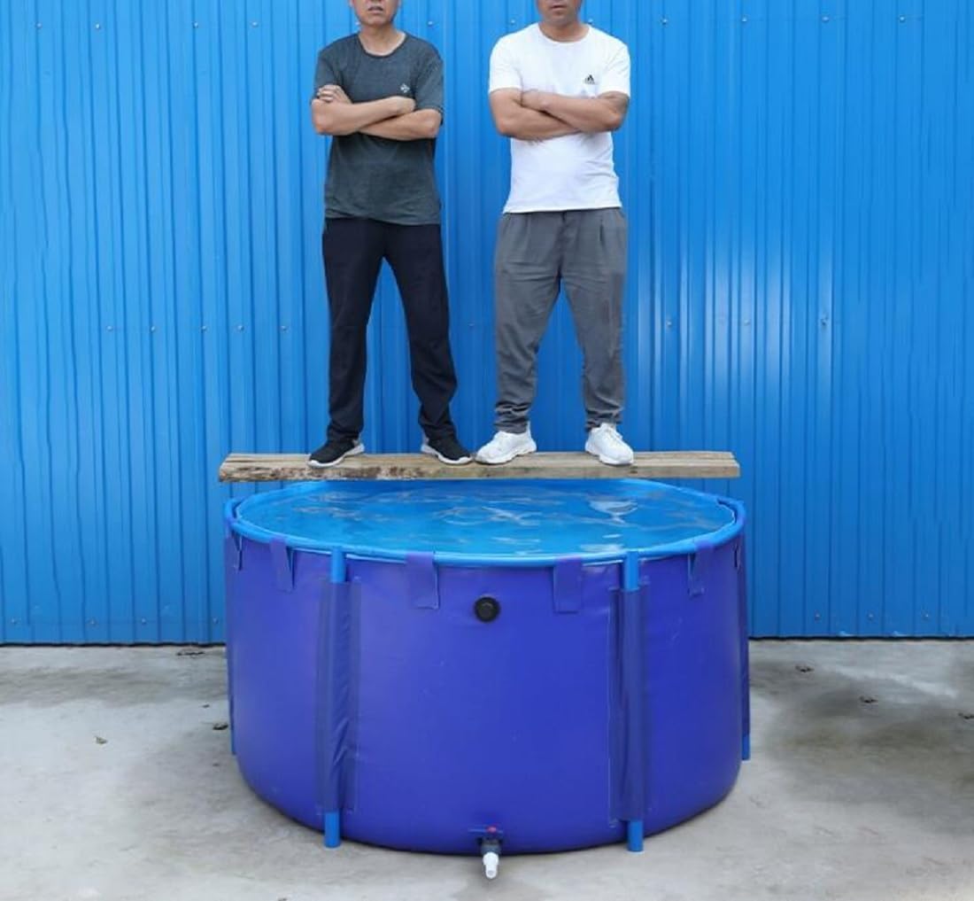 Blue PVC Above Ground Fish Pond Pool - 1.5x0.8m (356 Gallon) with Reinforced Frame & Thickened Canvas for Aquatic Breeding, Water Storage & Irrigation | Perfect for Backyard Koi Ponds, Garden Water Features & Small Farm Irrigation Systems