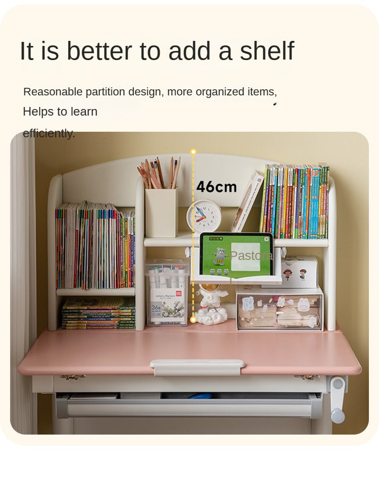 Solid Wood Poplar Kids Study Desk - Adjustable Height Children's Writing Table for Homework & Drawing - Perfect for Bedroom, Homeschool & Classroom Learning