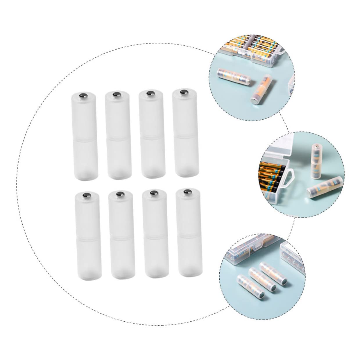 8-Piece PP Material Battery Case Holder & Converter Adapter Box - Durable Charger Storage Organizer for AA AAA Batteries | Perfect for Home, Office & Travel Use