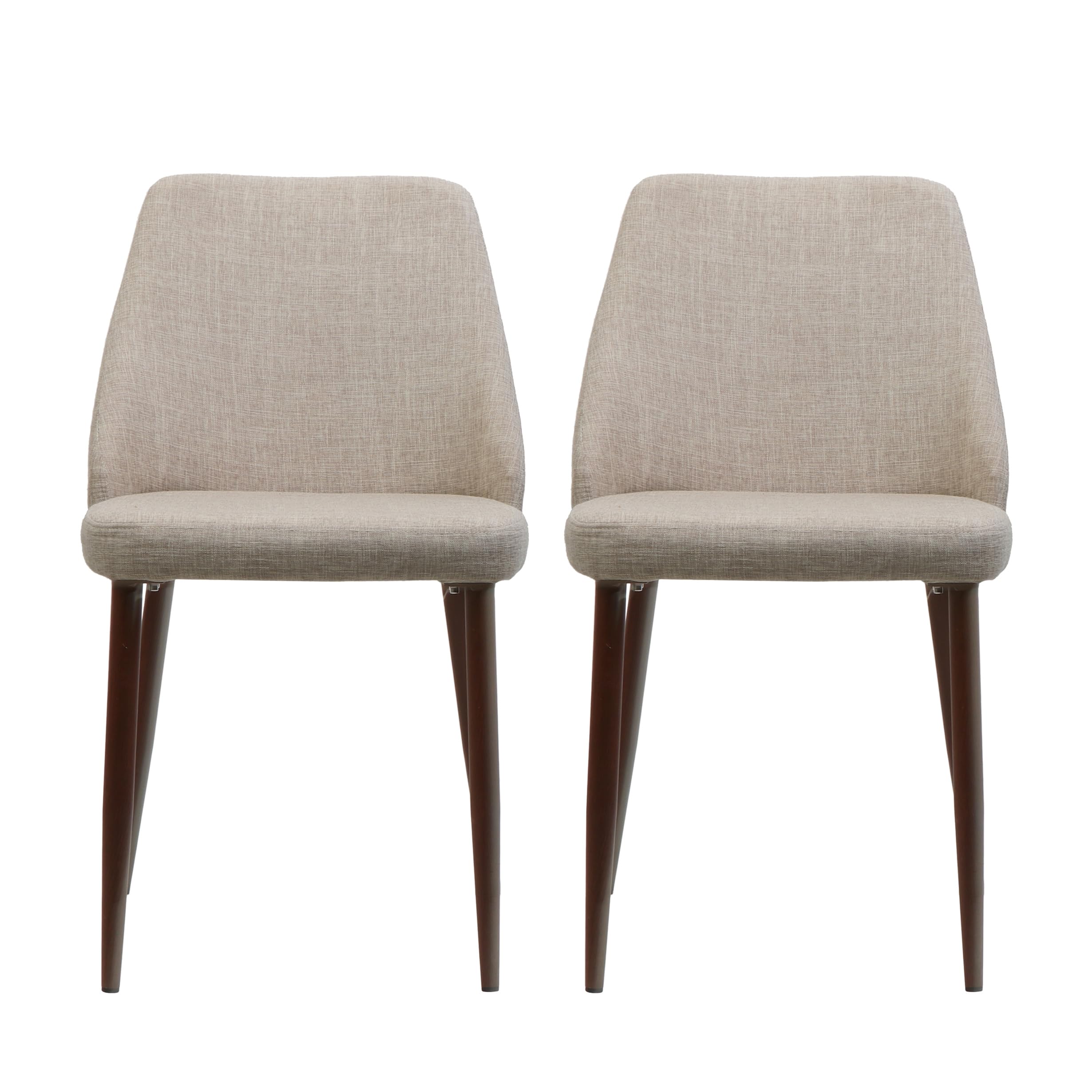 Christopher Knight Home Marlee Mid-Century Modern Fabric Dining Chairs Set of 2 - Dark Walnut Wood Legs, Wheat Upholstery - Perfect for Kitchen, Dining Room & Breakfast Nook