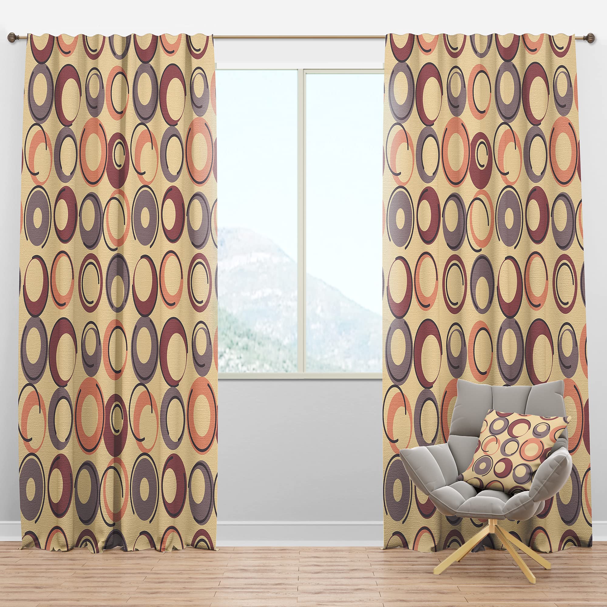 DesignQ Blackout Curtains - Thermal Insulated Retro Geometric Pattern Window Drapes for Bedroom & Living Room (52x63, Single Panel) - Perfect for Light Blocking, Privacy & Energy Efficiency