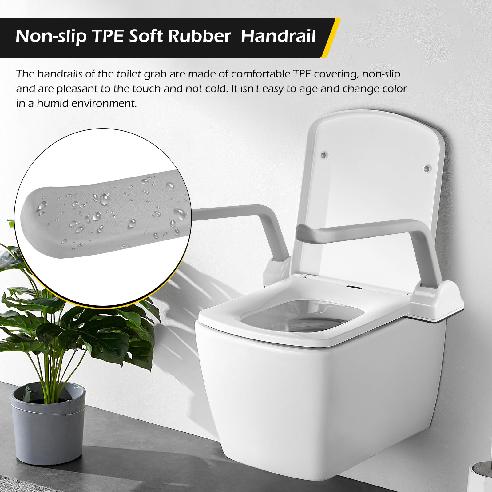 Dyna-Living Heavy-Duty Toilet Safety Rails – 480lbs Weight Capacity, Flip-Up Non-Slip Aluminum Alloy Armrest – Elderly Bathroom Assist Device for Seniors & Disabled – Ideal for Home Care, Post-Surgery Recovery & Mobility Support