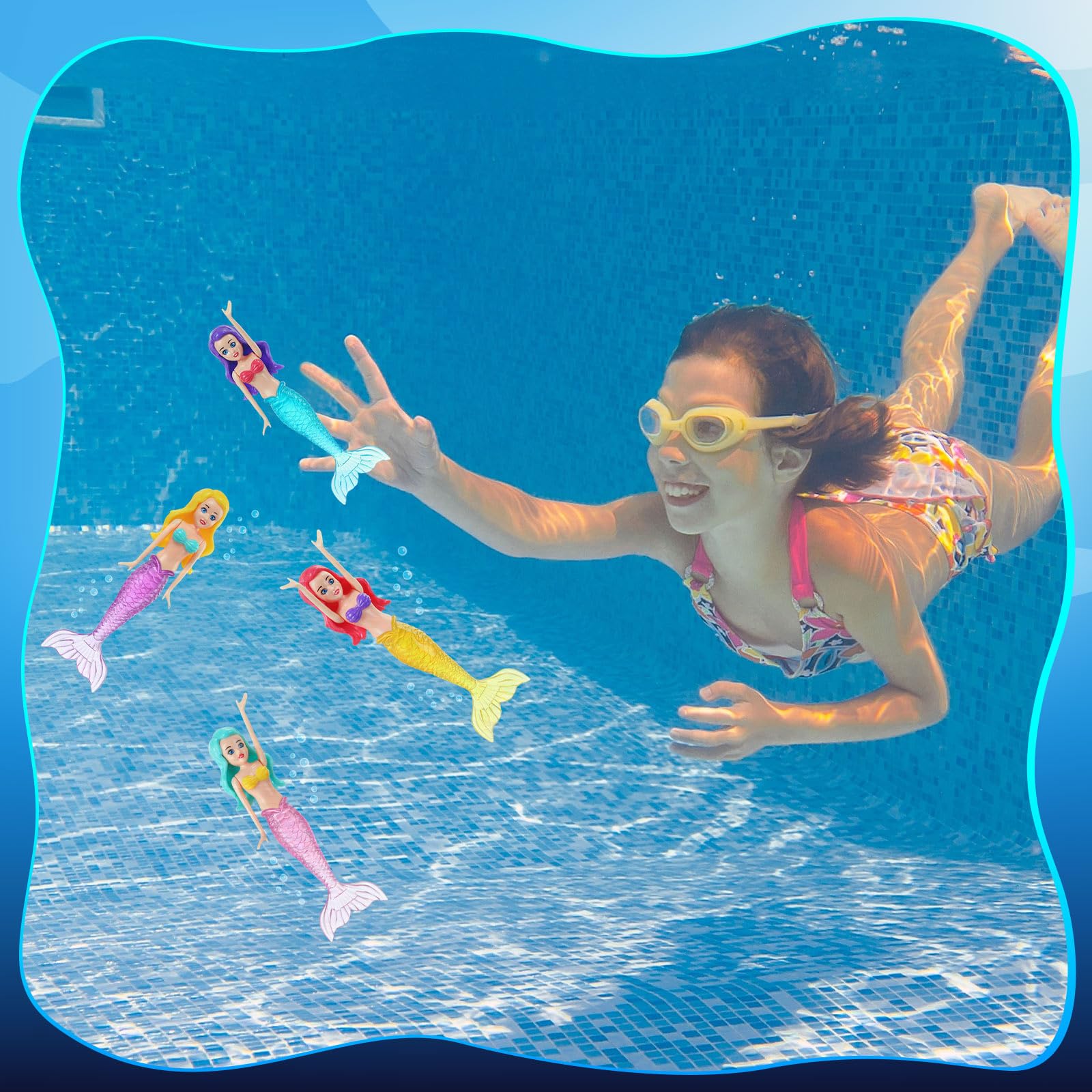 4-Piece Civaner Mermaid Dive Toys Set - Colorful Mermaid Bath & Pool Toys for Swimming Games - Perfect for Kids, Teens & Adults - Great for Pool Parties, Beach Fun & Bathtime Play