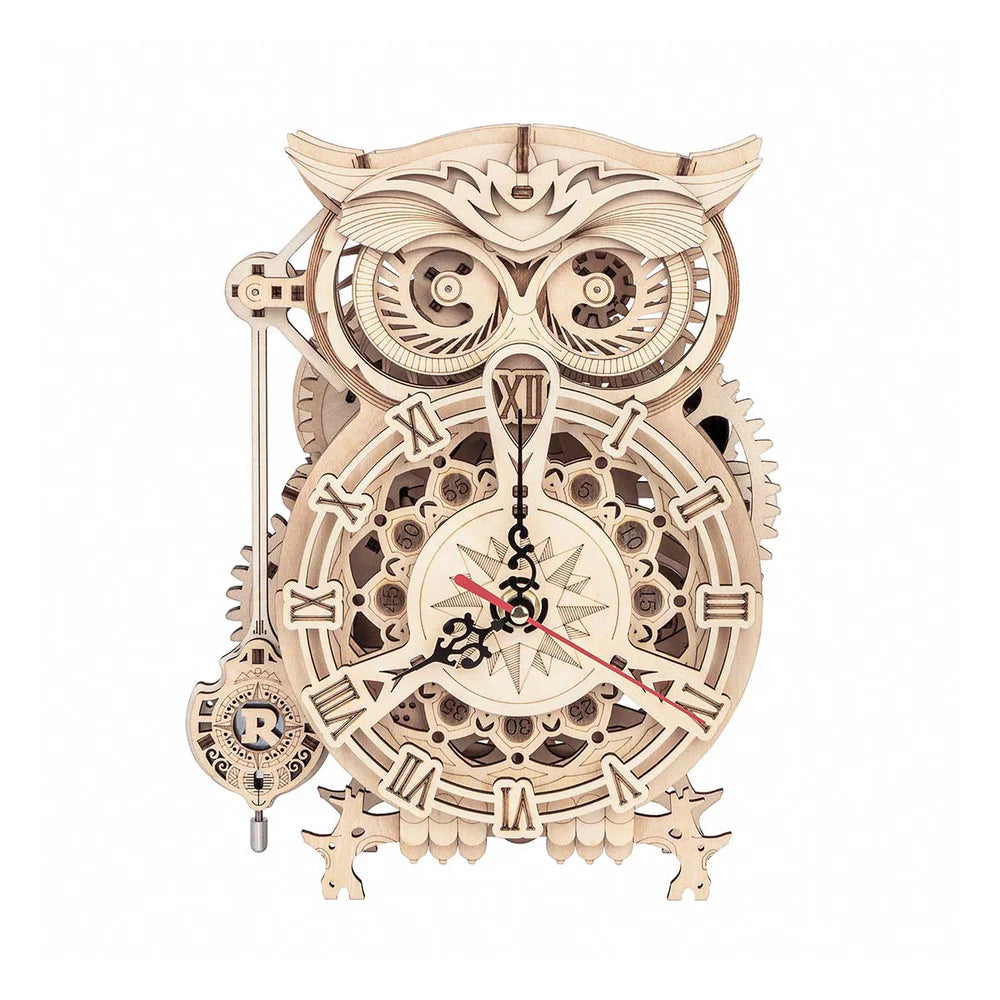ROBOTIME Owl Clock DIY Wooden Model Kit - 3D Puzzle for Adults & Teens - Home Decor, Gift Idea for Birthday & Christmas - Perfect for Relaxation & Stress Relief