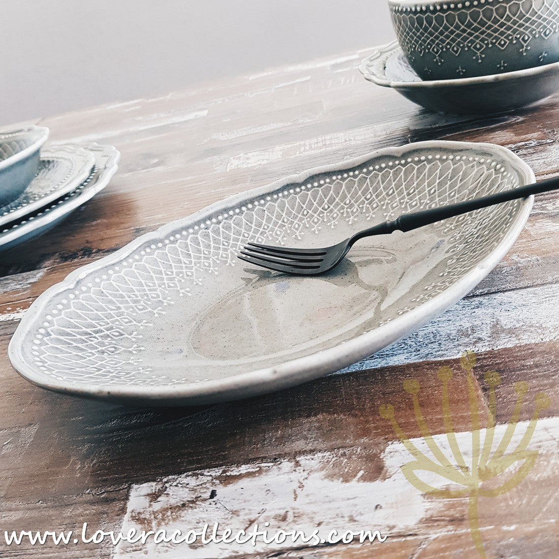 French Lace Dinnerware Set - Elegant Porcelain Plates & Bowls for Formal Dining, Wedding Reception & Holiday Table Setting (50% Off Limited Time Sale)