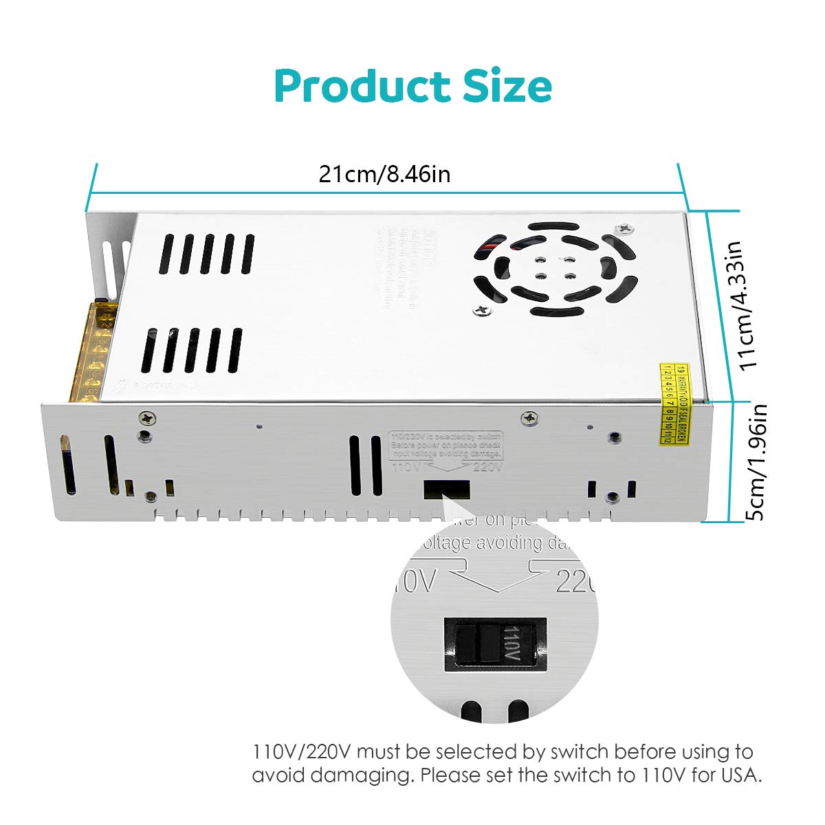 ACLorol 12V 30A 360W Universal Regulated Switching Power Supply - AC to DC Converter for LED Strip Lights, CCTV Cameras, Security Systems, Radios & Computer Projects - Perfect for Home, Office & DIY Electronics
