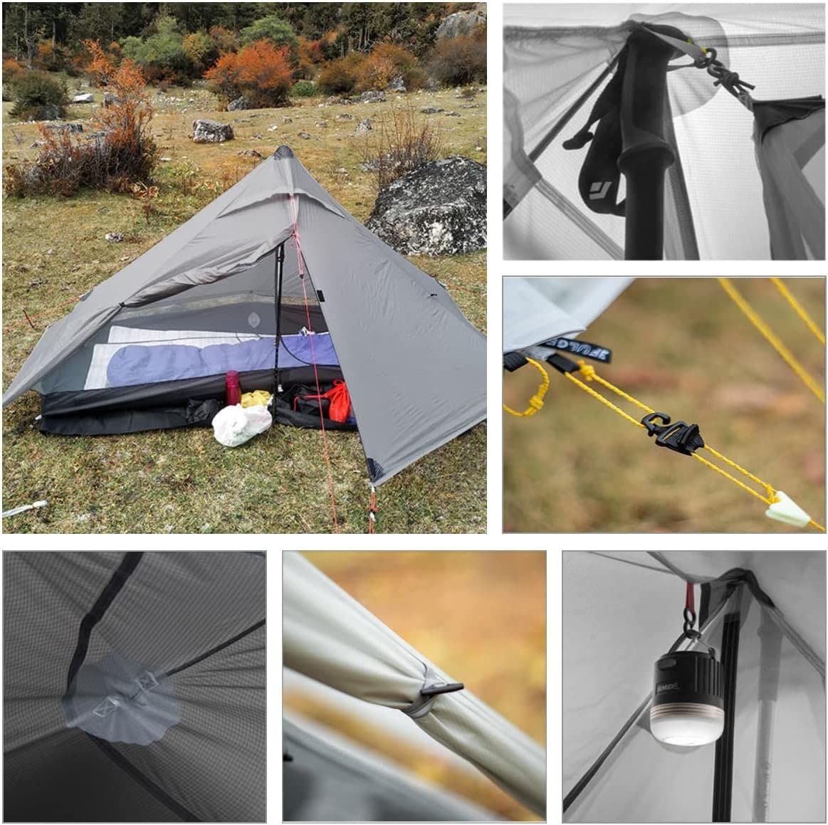 KIKILIVE LanShan Ultralight Backpacking Tent - 1 & 2 Person Lightweight Camping Tent for Hiking, Backpacking & Outdoor Adventures - Perfect for Solo Travelers & Couples