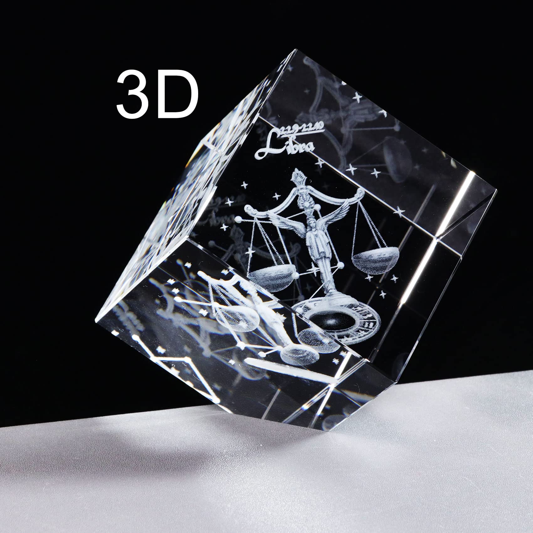 3D Crystal Libra Zodiac Sign Gift for Women & Men - Elegant Glass Figurine Constellation Decor, Perfect September October Birthday Present for Girlfriend, Wife, or Loved One | Home & Office Decoration, Spiritual Balance Keepsake