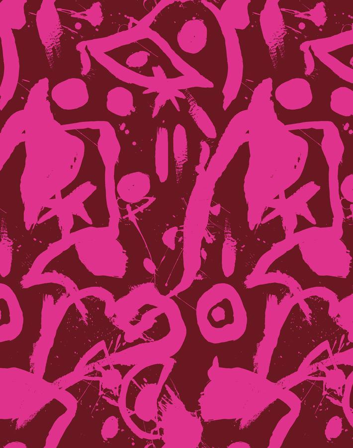 Chris Benz 'El Quijote' Wallpaper - Premium Magenta & Deep Red Floral Design for Living Room & Bedroom Decor