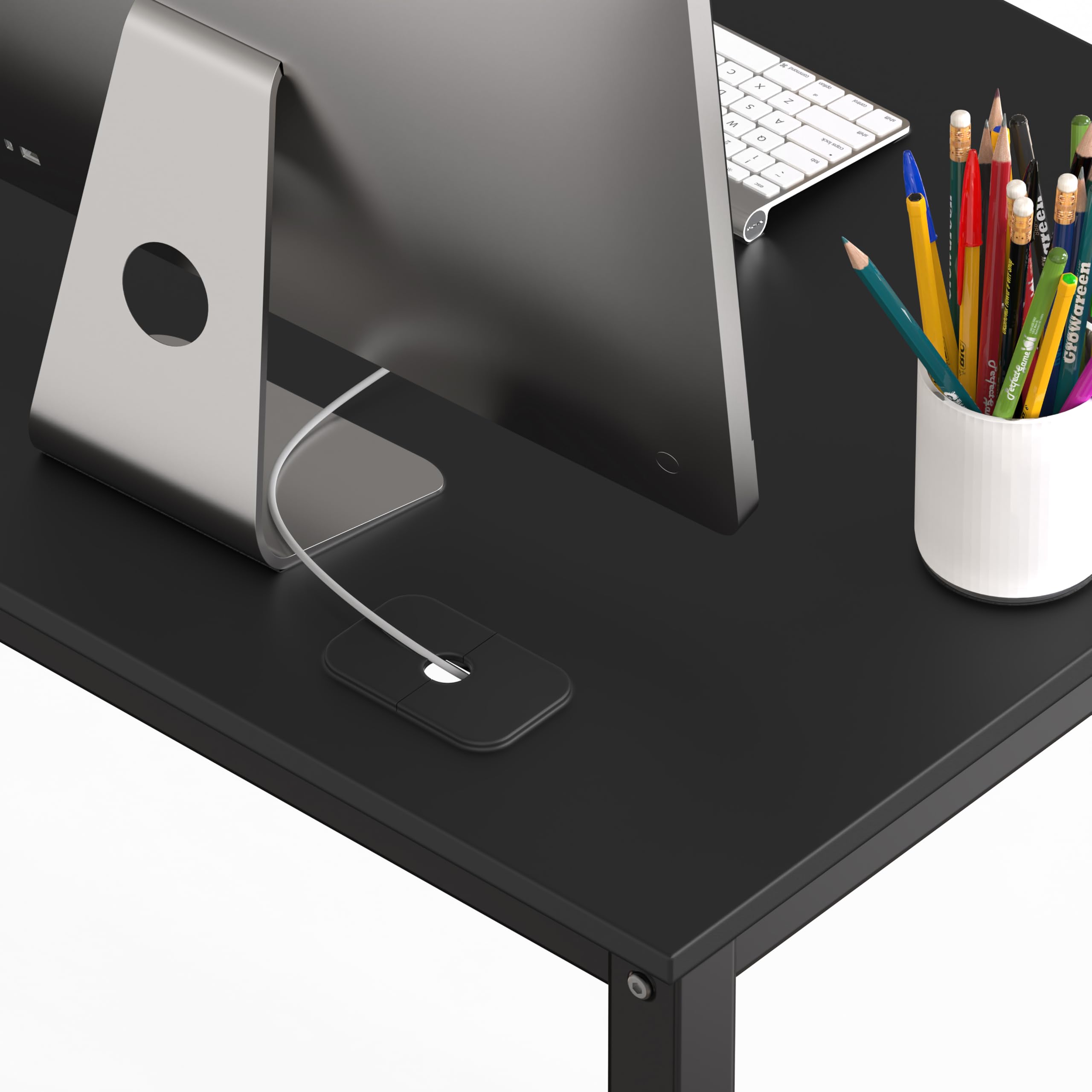 SHW 48-Inch Commercial-Grade Office Computer Desk - Heavy Duty Black Workstation for Home & Business | Perfect for Office, Study Room, and Remote Work Setup