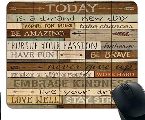 Vintage Wood Wall Art Inspirational Quotes Gaming Mouse Pad - Non-Slip Rubber Base, Unique Design for Computer & Laptop - Perfect for Office Work, Gaming & Home Decor
