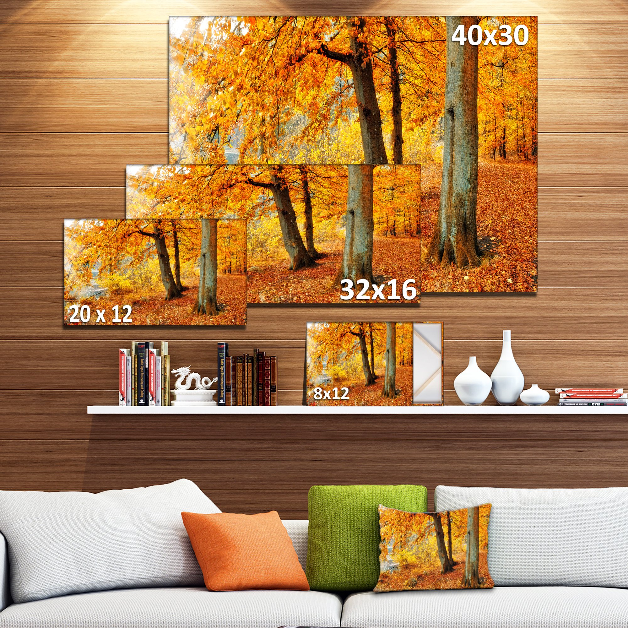 Autumn Forest Landscape Photography Canvas Print - Yellow Fall Foliage Wall Art for Living Room, Bedroom & Office Decor