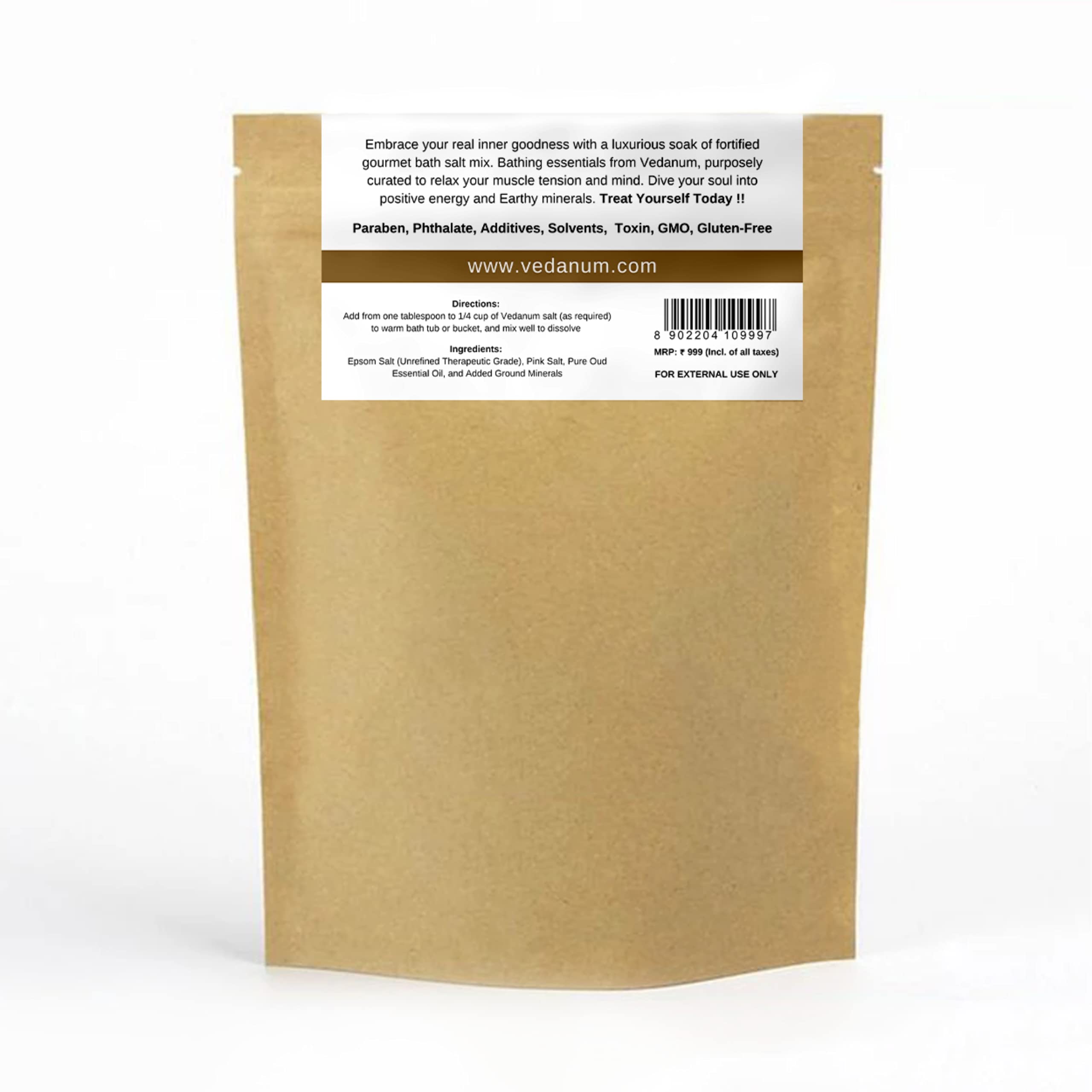 **Vedanum Fortified Aromatic Epsom Salt with Arabic Oud Oil & Minerals – 1KG for Muscle Relief, Skin Care, Body Massage & Relaxation – Perfect for Spa, Bath & Pain Relief Therapy**