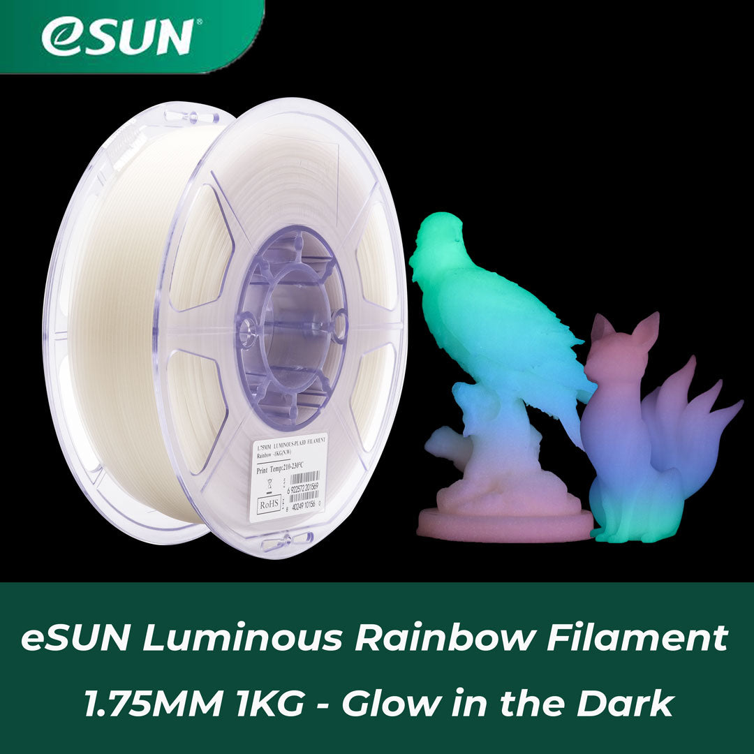 eSun Luminous Rainbow PLA Filament 1.75mm 1kg Spool - Premium 3D Printer Filament for Vibrant Multicolor Prints - Perfect for Cosplay, Art Projects & Home Decor