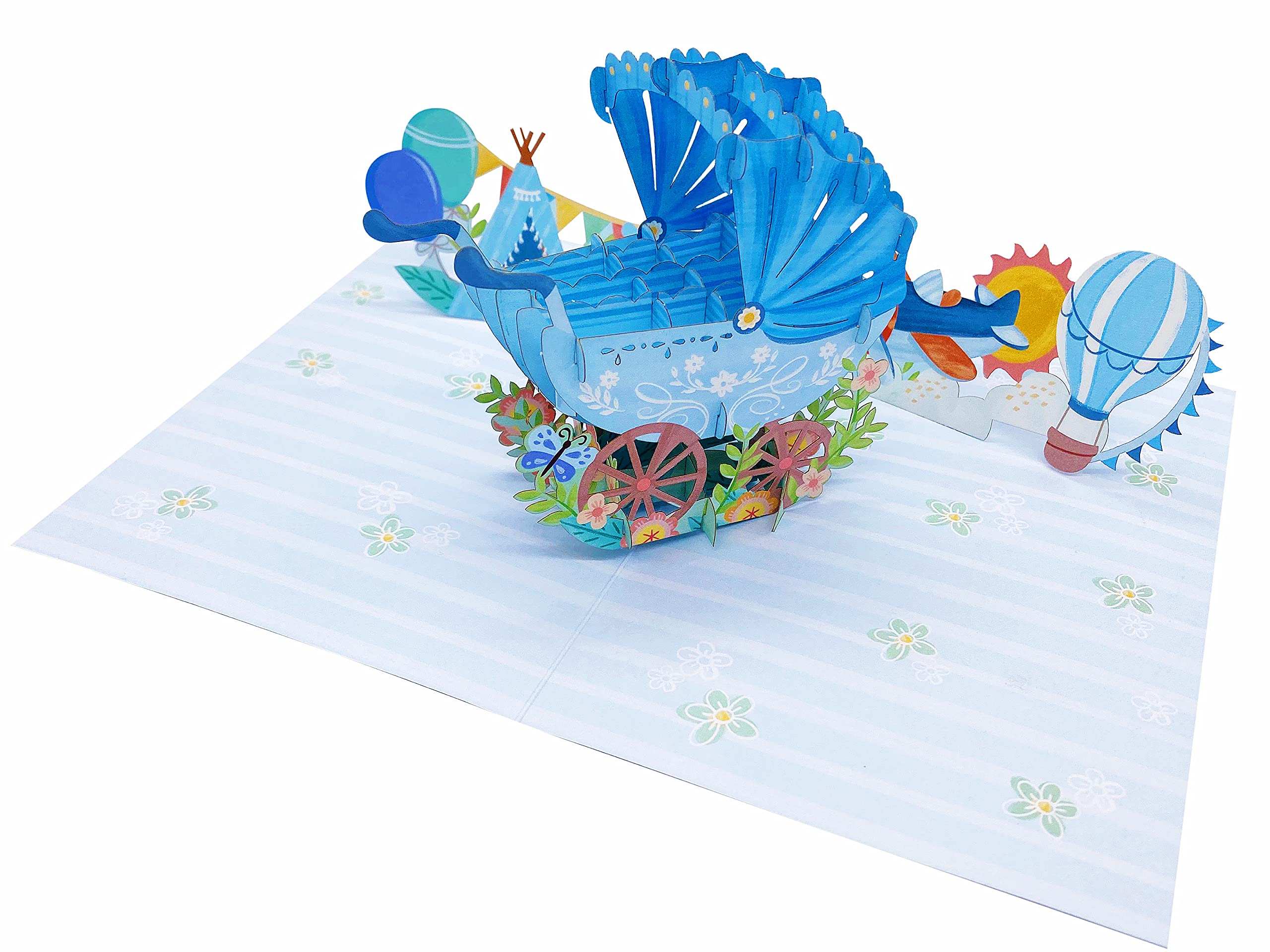 Liif 3D Pop Up Greeting Card for Baby Boy - Perfect for Baby Showers, Newborn Celebrations & Congratulations | Unique Keepsake Gift for New Parents & Gender Reveal Parties