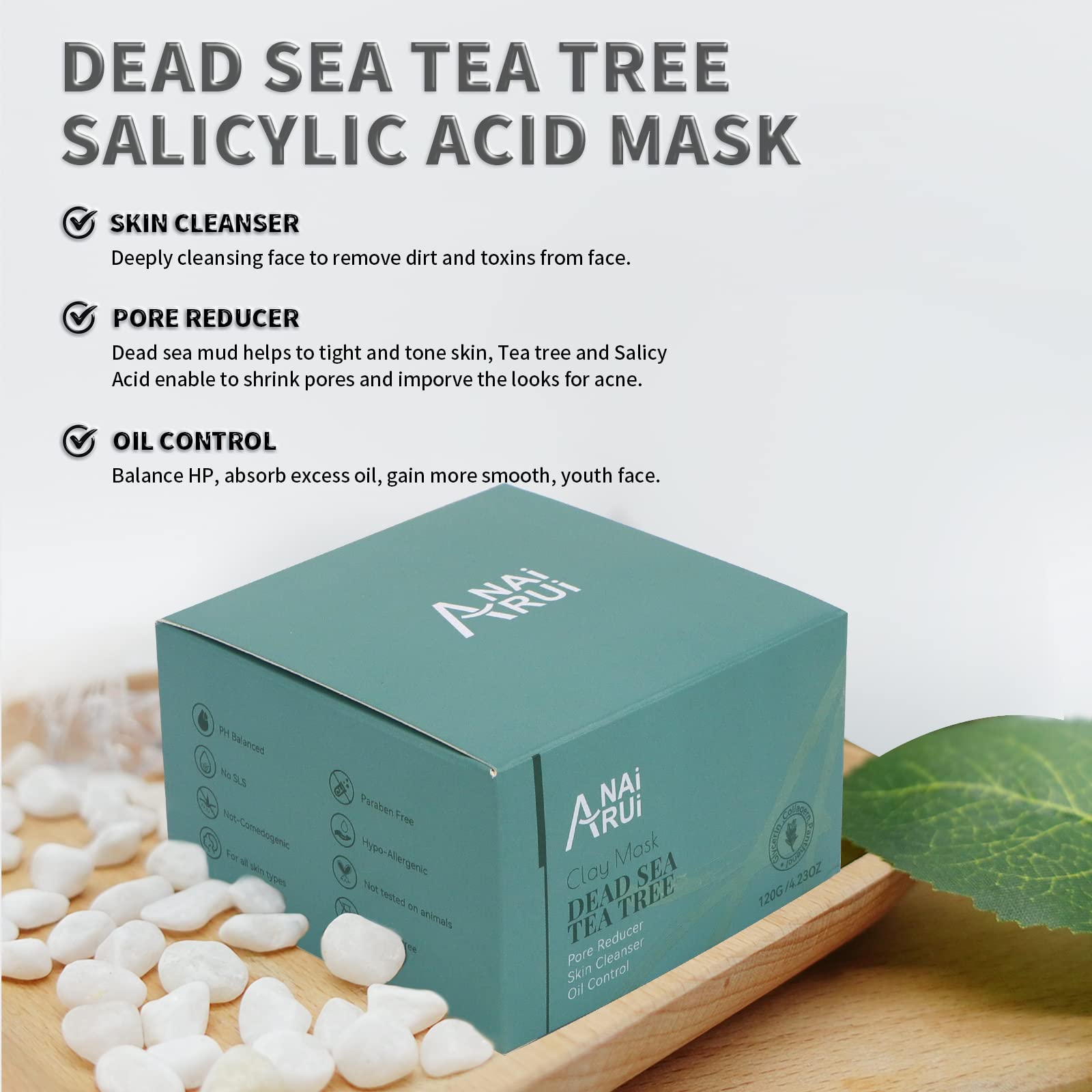 ANAI RUI Clay Mask Set - Pink Clay Mask, Dead Sea Mud Mask & Avocado Mask for Deep Pore Cleansing, Skin Hydration & Brightening | Spa Day at Home, Self-Care Routine, Glowing Skin Treatment