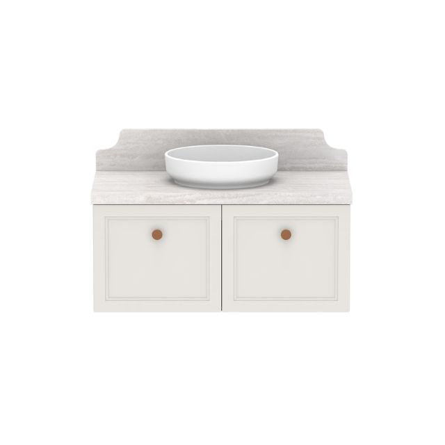 ADP Mabel Wall Mounted Vanity with Cherry Pie Premium Solid Surface Countertop - Modern Bathroom Sink for Small Spaces & Powder Rooms