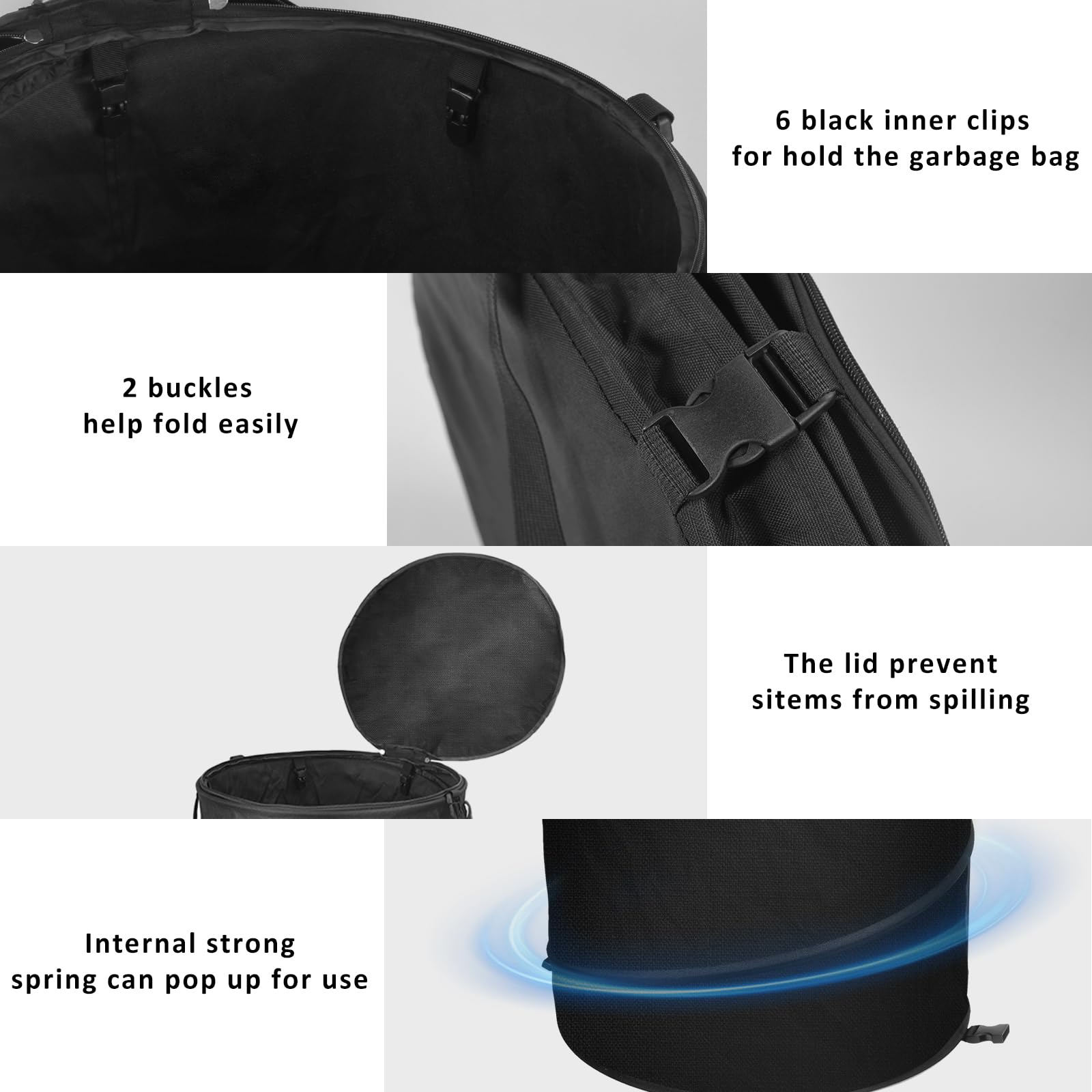 24 Gallon Collapsible Trash Can with Lid & Gloves - Large Capacity Reusable Outdoor Garbage Bag for Camping, Yard, Lawn & Garden - Perfect for Picnics, BBQs, Leaf Cleanup & RV Trips (Black)