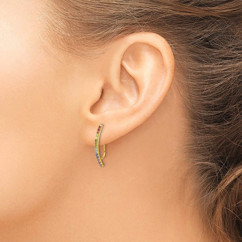 14K Gold Plated 925 Sterling Silver Cubic Zirconia Ear Climber Earrings for Women | Trendy Hoop Earrings for Daily Wear, Parties & Special Occasions | Elegant Gift for Her