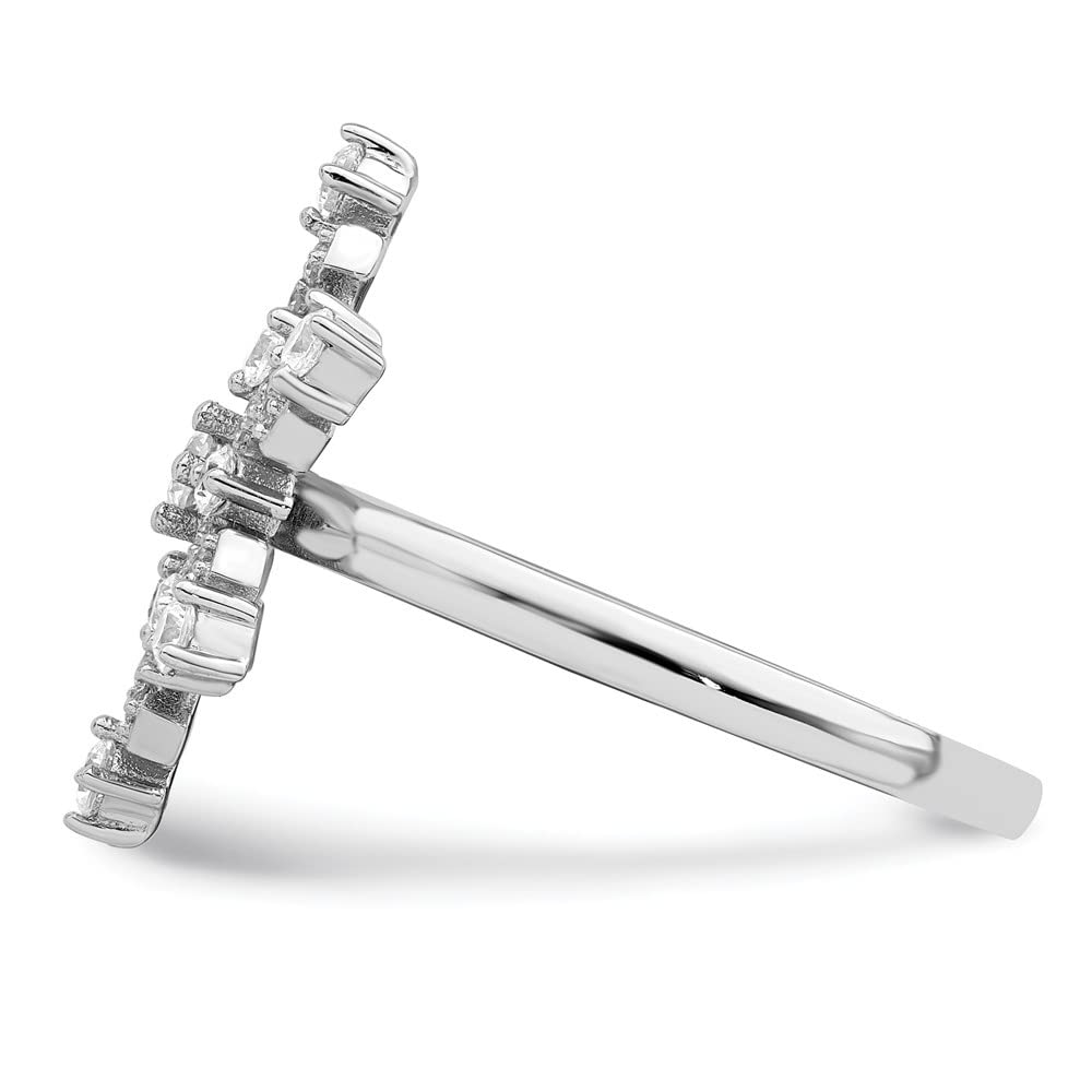 925 Sterling Silver Rhodium Plated Cubic Zirconia Snowflake Ring for Women - Elegant Winter Jewelry Gift for Christmas, Anniversary & Special Occasions