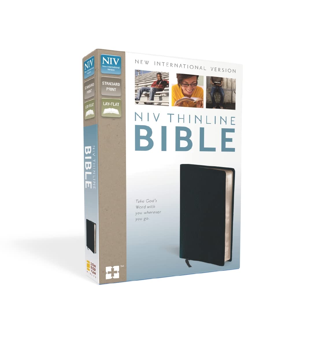 NIV Thinline Bible - Compact Bonded Leather Navy Cover, Red Letter Edition - Perfect for Travel, Church, and Daily Devotions