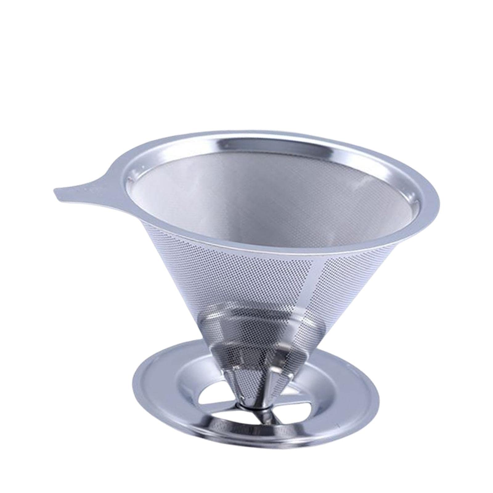 Bothyi Reusable Stainless Steel Coffee Filter - Permanent Paperless Drip Cup for Manual Coffee Makers, Fine Mesh Cone Design (Silver) | Perfect for Home Brewing, Camping & Office Use
