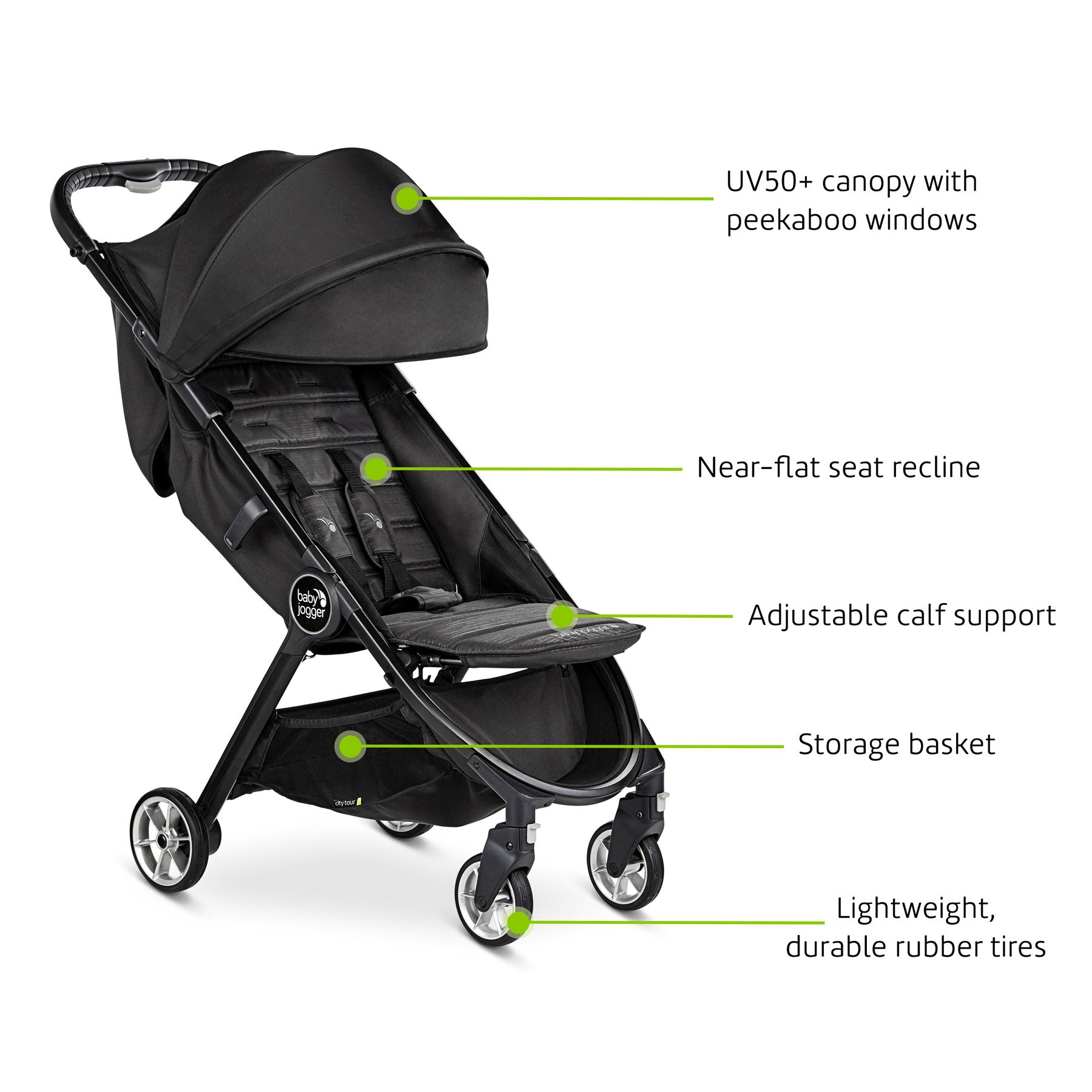 Baby Jogger City Tour 2 Lightweight Single Stroller - Compact Foldable Travel Stroller for Infants & Toddlers - Perfect for City Walks, Shopping & Air Travel
