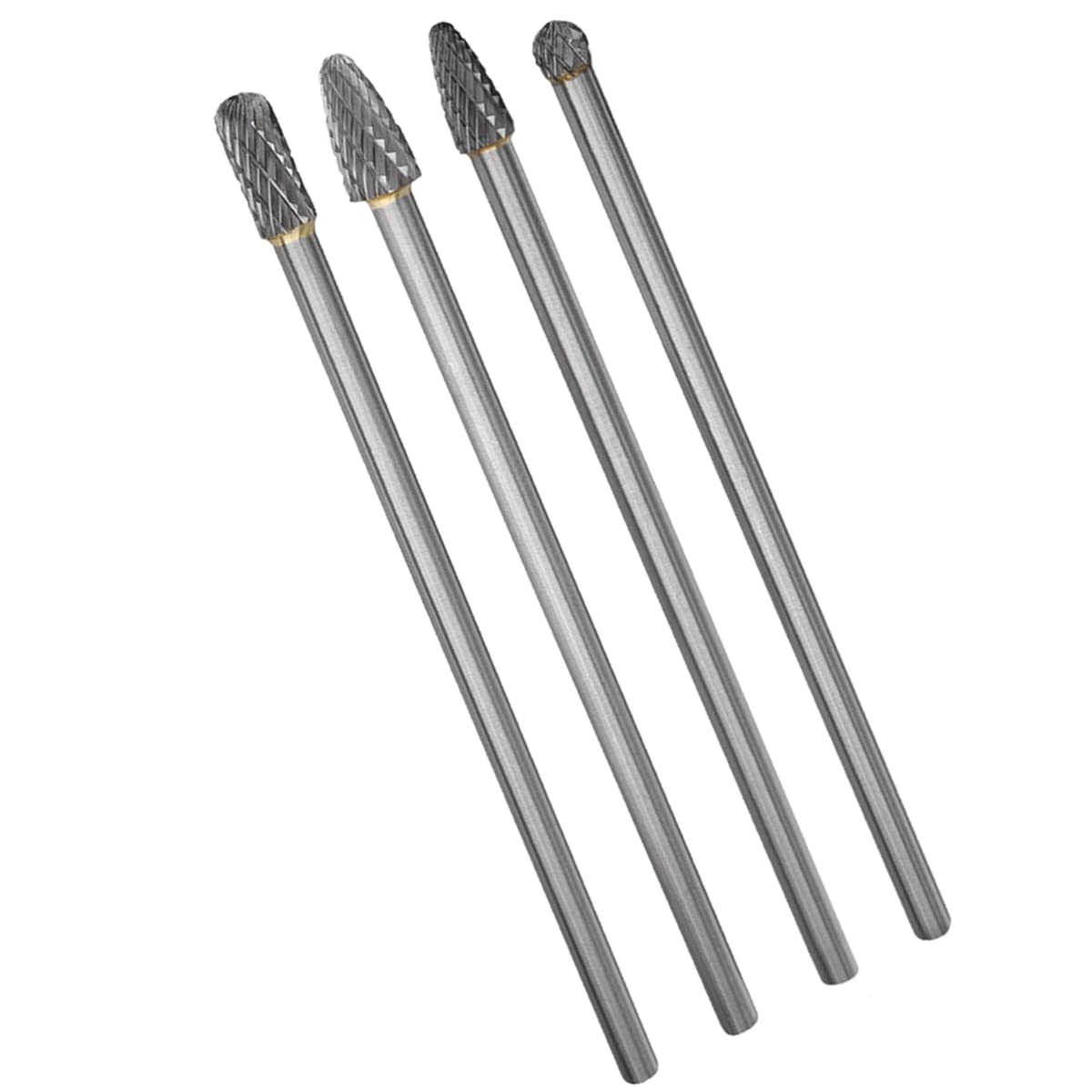 Wolfride 4-Piece Long Shank Tungsten Carbide Burr Set - 6mm Shank Die Grinder Bits for Metal Working, Engraving & Carving (6-Inch Length) - Perfect for Metal Fabrication, Woodworking & DIY Projects