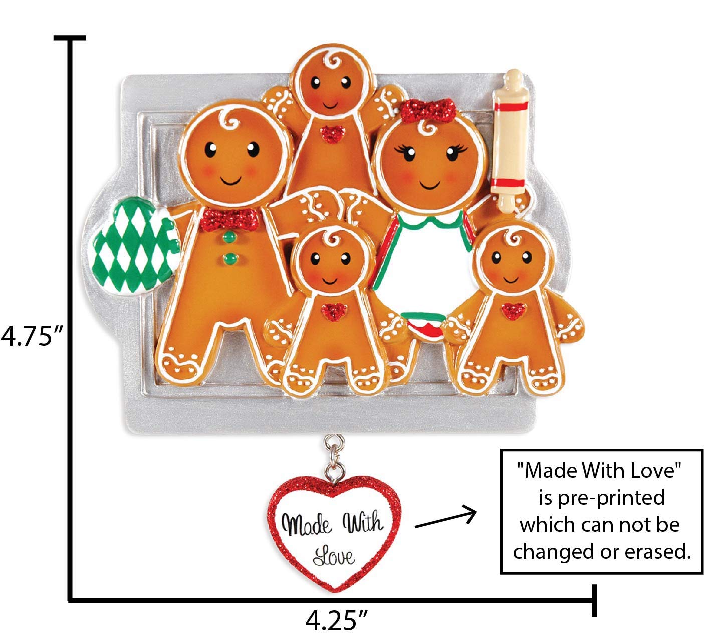 Custom Family of 5 Christmas Ornaments 2024 - Personalized Gingerbread Cookie Decorations for Tree | Holiday Gift for Parents & Kids | Perfect for Christmas Decor, Family Traditions & Festive Home Decorating