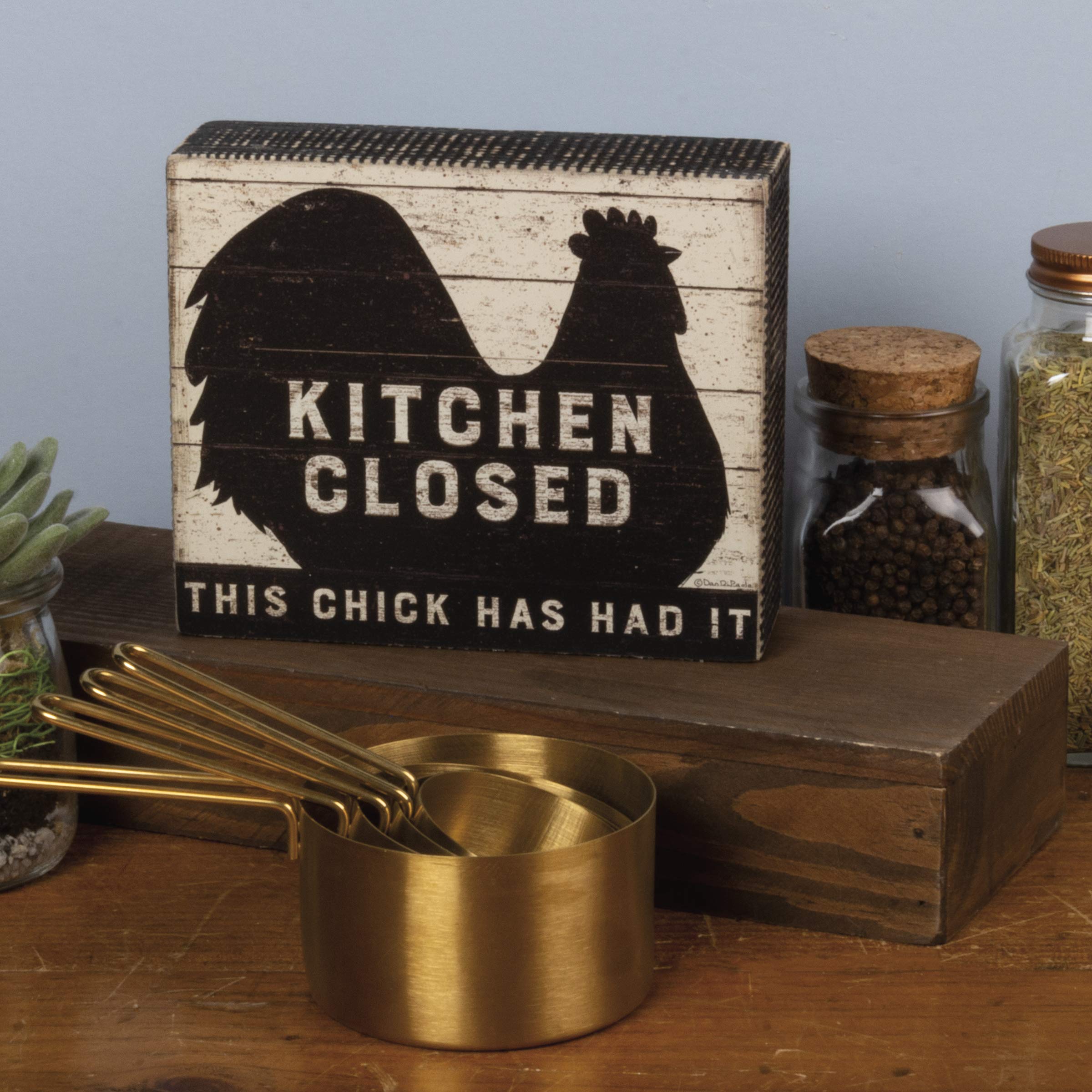 Primitives by Kathy 39386 Distressed Wooden Box Sign - 'Kitchen Closed' in Black - Rustic Farmhouse Decor for Kitchen, Cafe or Home Entryway