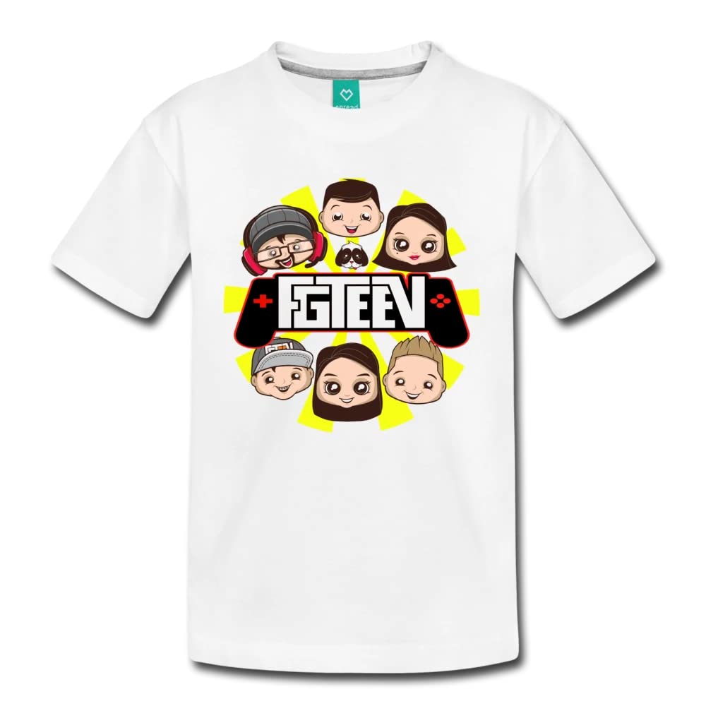 FGTeeV Controller Family Logo T-Shirt for Kids - White Youth XL Size - Cool Gaming Graphic Tee for Boys & Girls - Perfect for Gaming Parties, Family Events & Everyday Wear