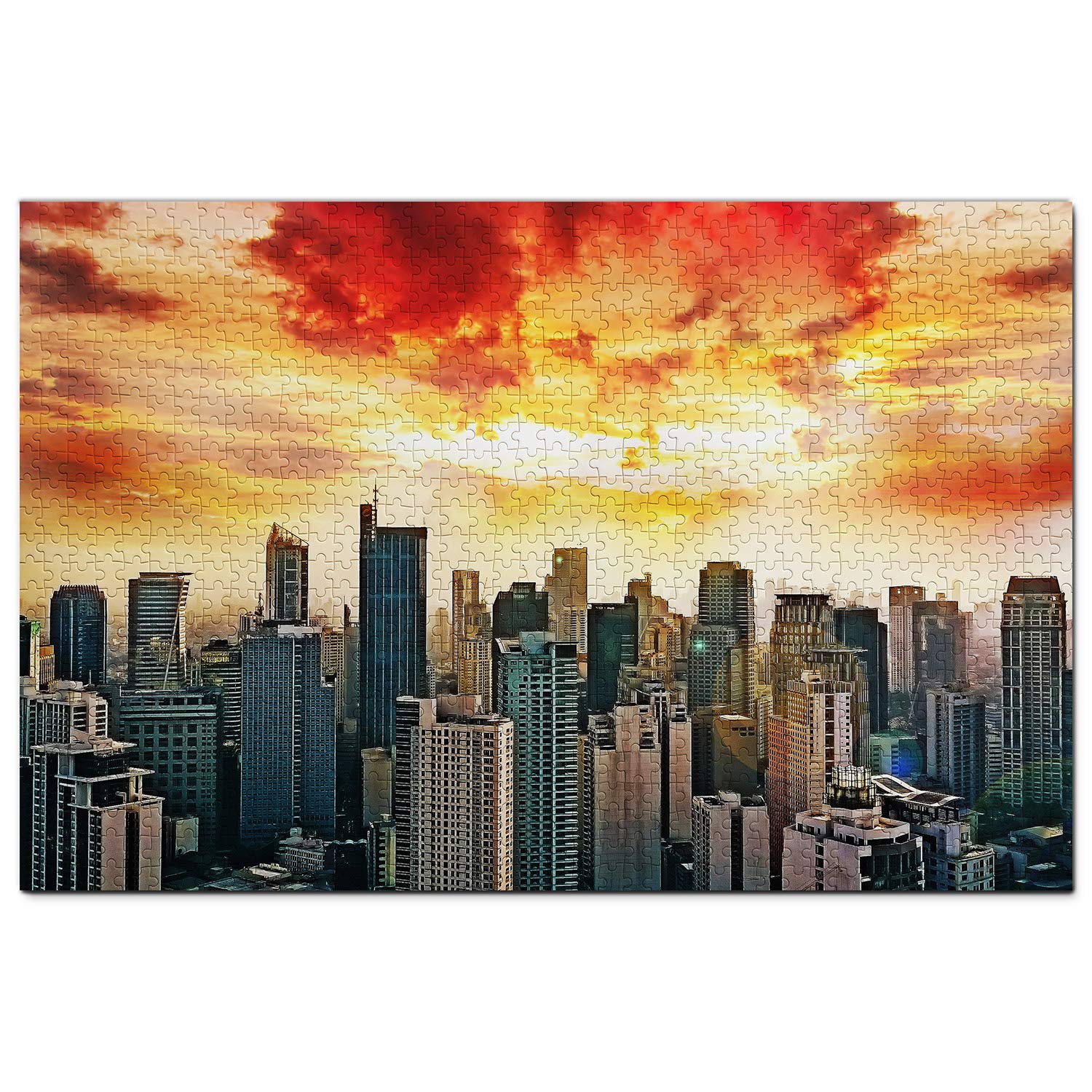 1000-Piece Philippines Makati Wooden Jigsaw Puzzle - Travel Souvenir, Home Decor & Family Game Night Activity