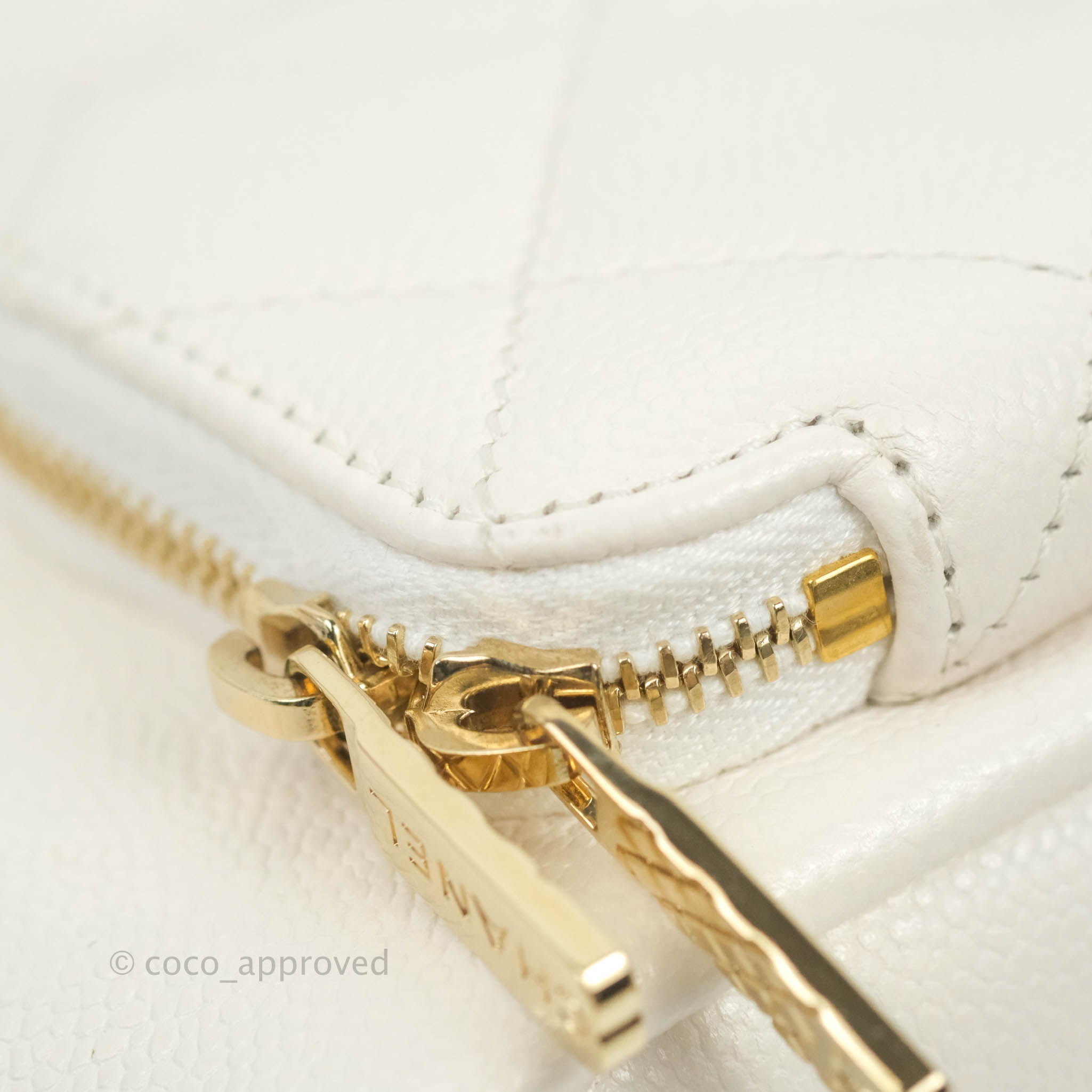Chanel Business Affinity Drawstring Bucket Bag in White Caviar Leather with Gold Hardware - Perfect for Work, Travel & Everyday Luxury
