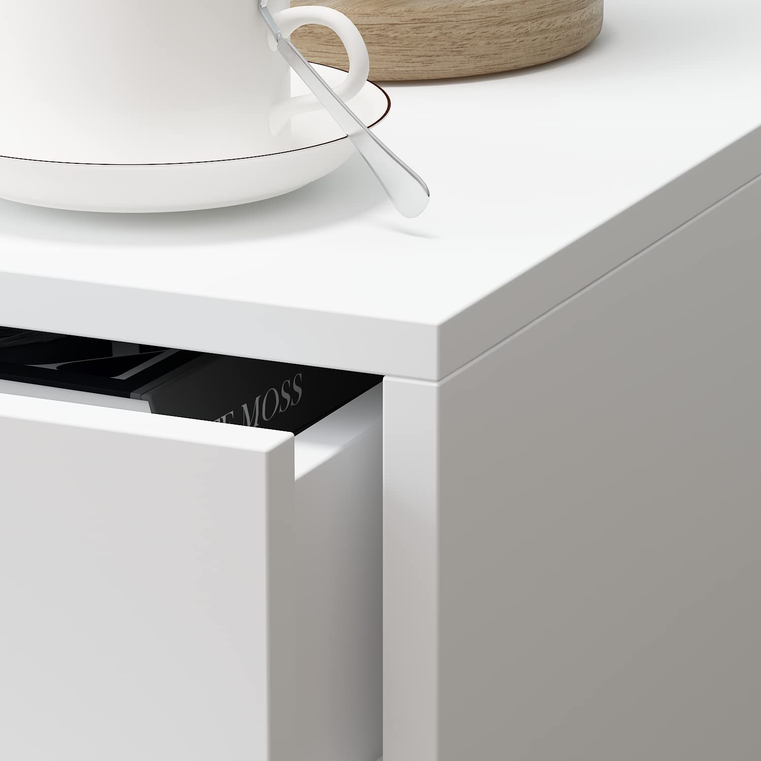 Modern White Nightstand Set of 2 with 3 Drawers - Sturdy Metal Legs Bedside Table for Bedroom & Living Room - 19.7”L x 15.7”W x 21.3”H - Perfect for Storage, Reading Nook & Small Space Decor