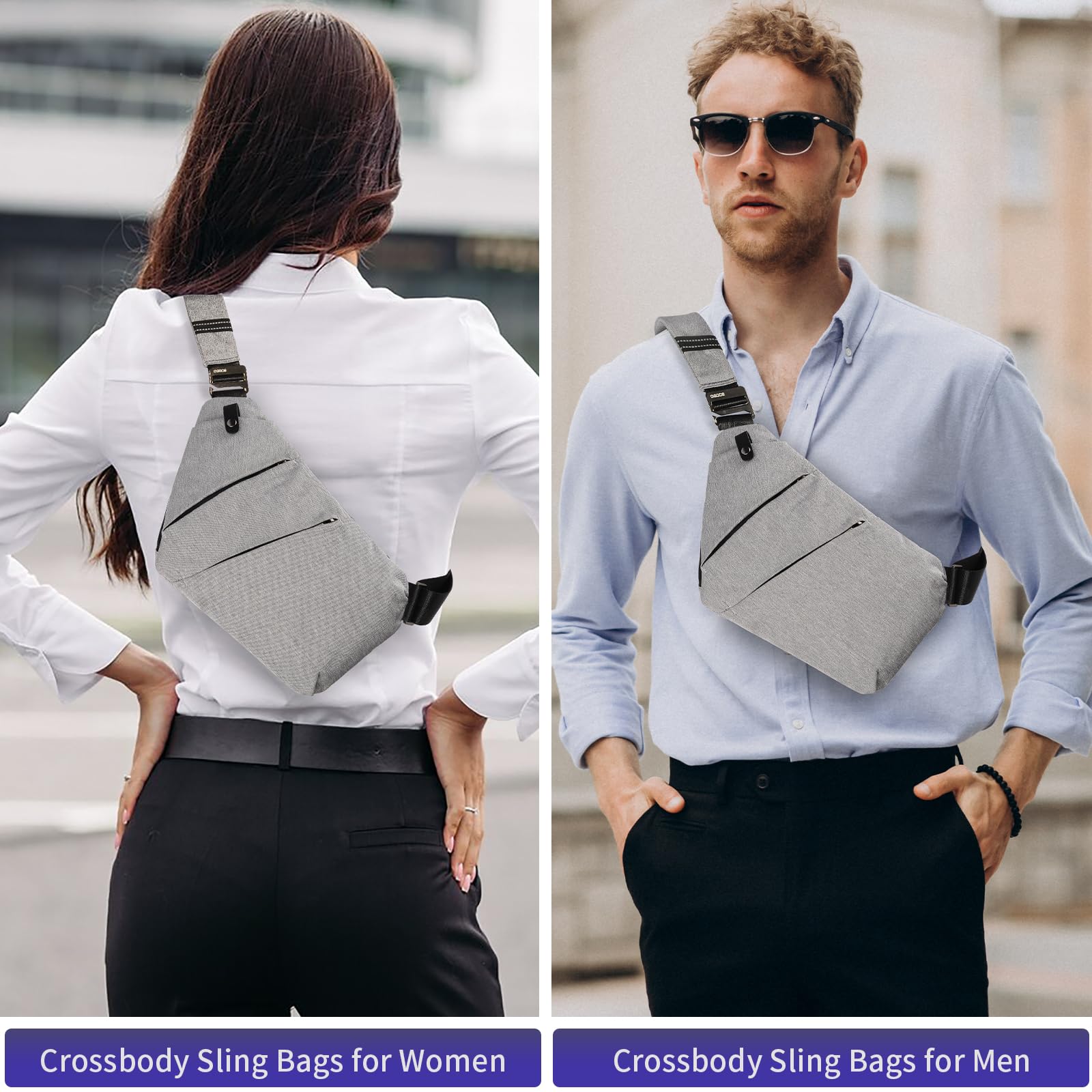 Anti-Theft Sling Bag for Women & Men - 1.0L Crossbody Travel Bag for Outdoor Sports, Hiking, Running & Cycling - Light Grey (Perfect for Gym, Commuting & Daily Use)