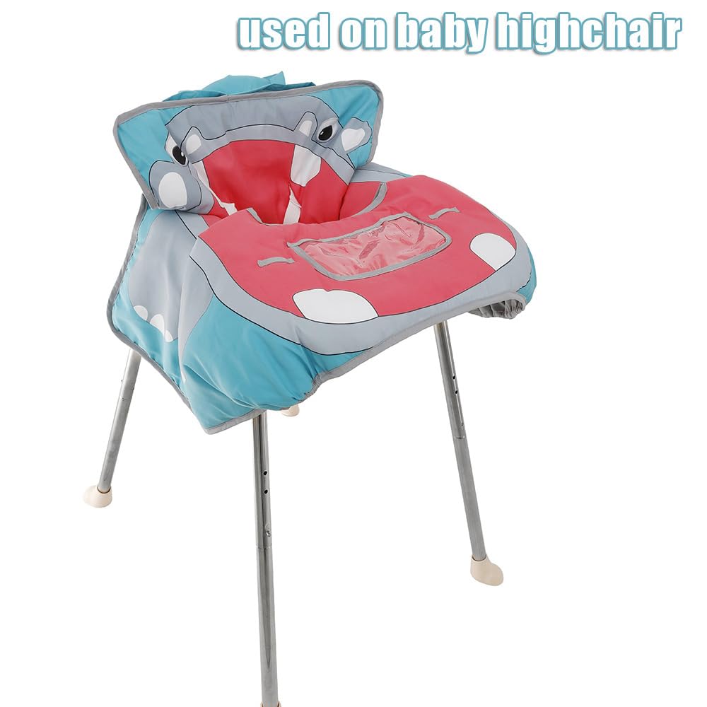 Waterproof 2-in-1 Baby Cart & High Chair Cover - Soft Pillow (Hippo) for Shopping & Dining
