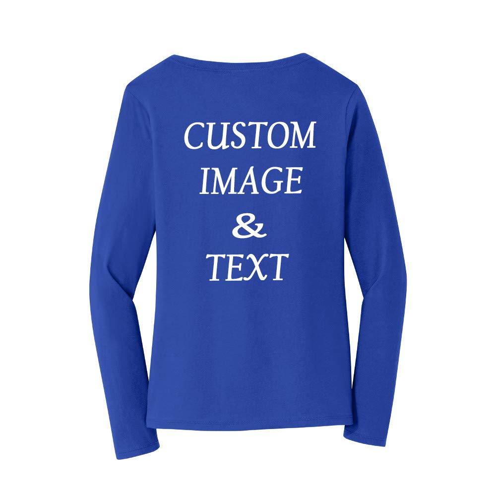 Custom Personalized Women's Long Sleeve T-Shirt with Photo & Text Printing - Pink Workout Tee for Gym, Yoga & Casual Wear - Size Large