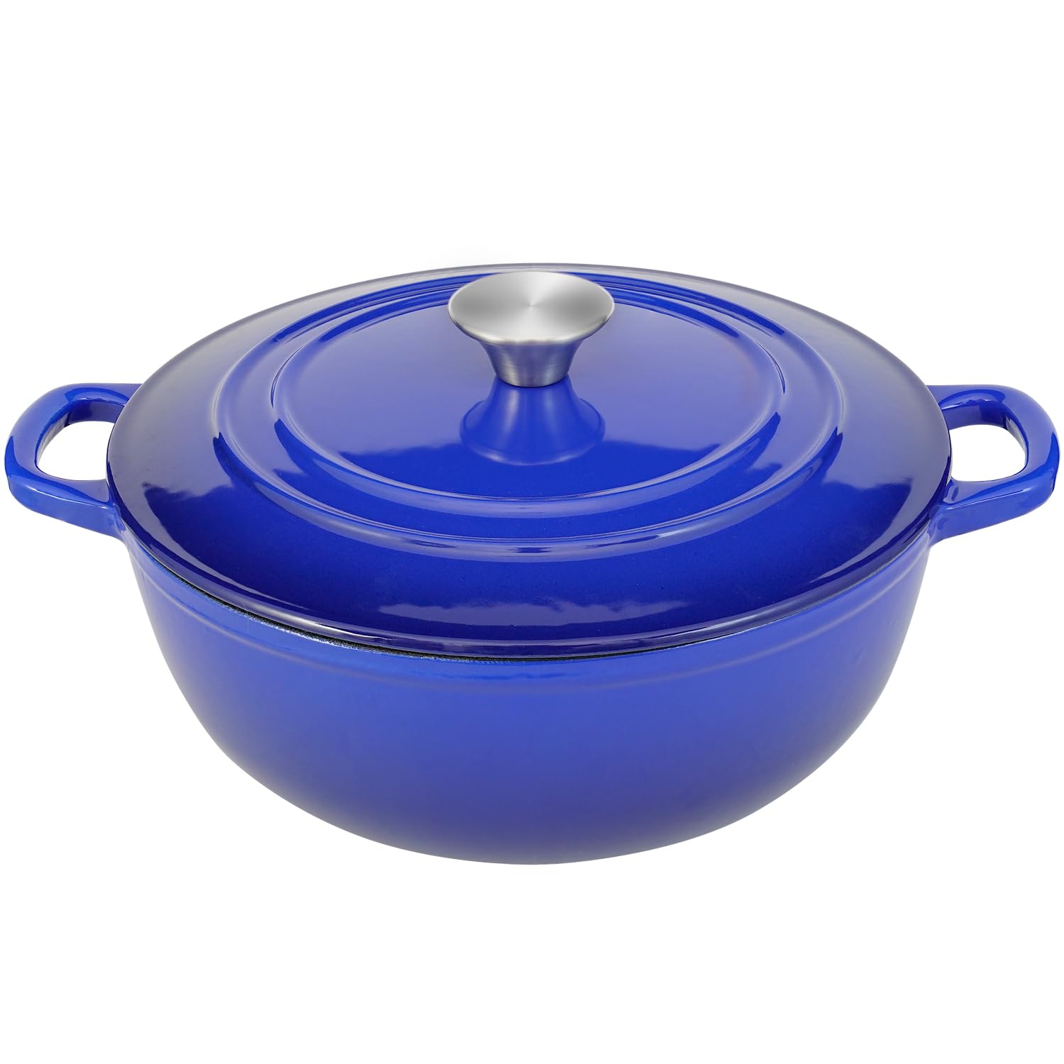 5 Qt Blue Enameled Cast Iron Dutch Oven with Lid & Handles – Perfect for Bread Baking, Stews, Soups & Outdoor Cooking – Heavy Duty Oven Safe Pot for Camping, Roasting & Slow Cooking