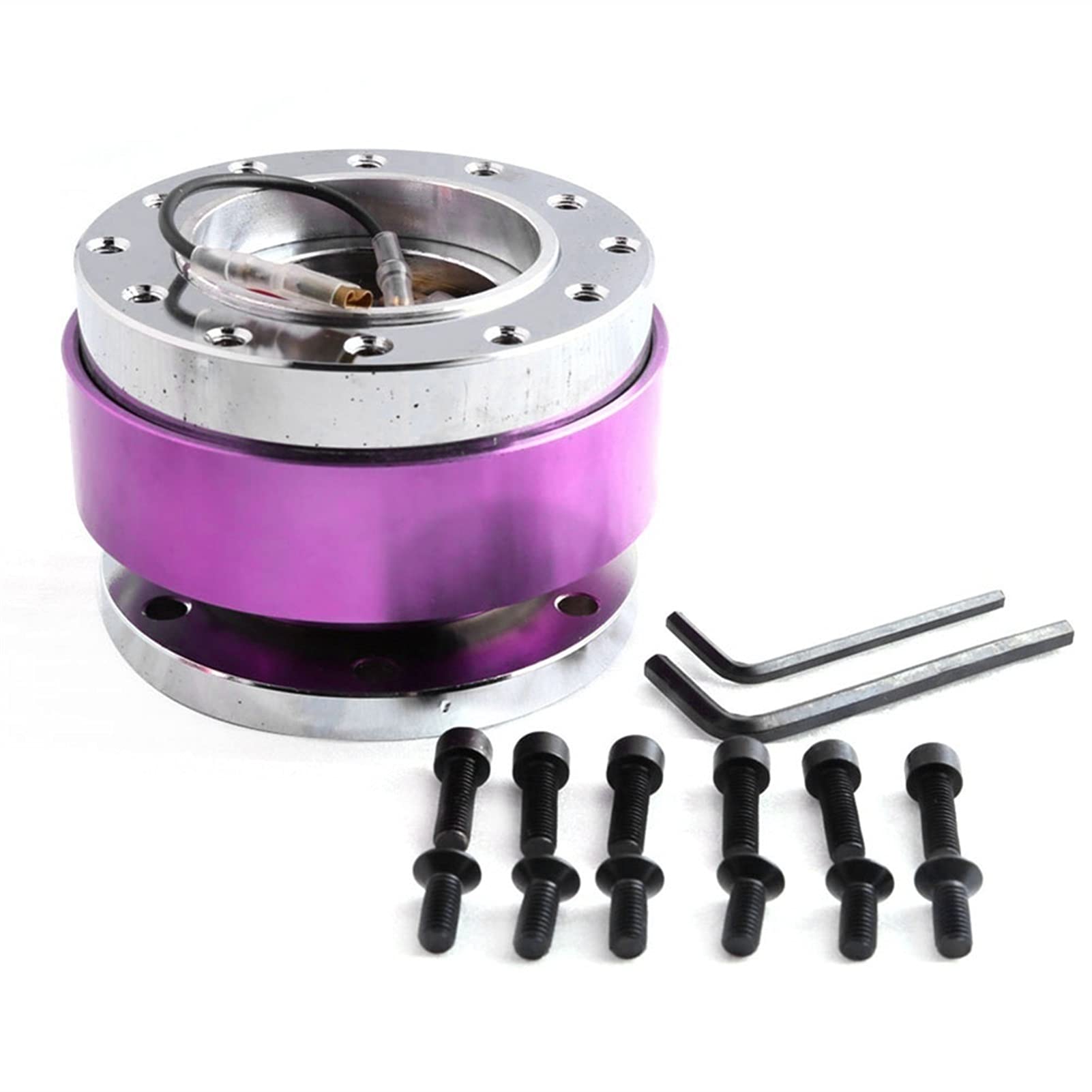 High-Performance 6-Hole Aluminum Racing Steering Wheel with Quick Release Snap Off Hub Adapter Boss Kit - Purple | Perfect for Drift, Track & Street Racing Cars