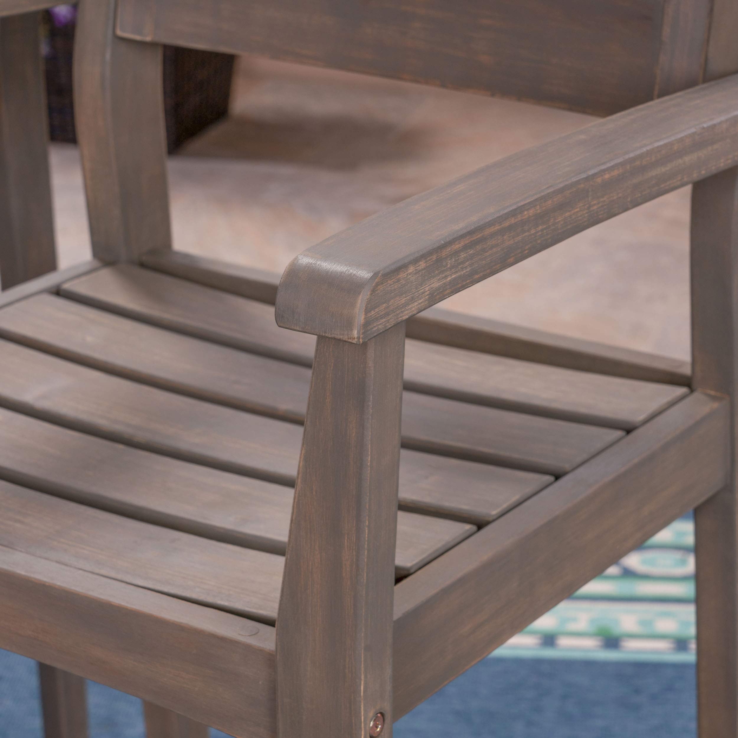 Christopher Knight Home Lera Outdoor Rustic Acacia Wood Bar Stools (Set of 2) - Gray Finish - Patio, Deck, Garden & Backyard Seating Furniture