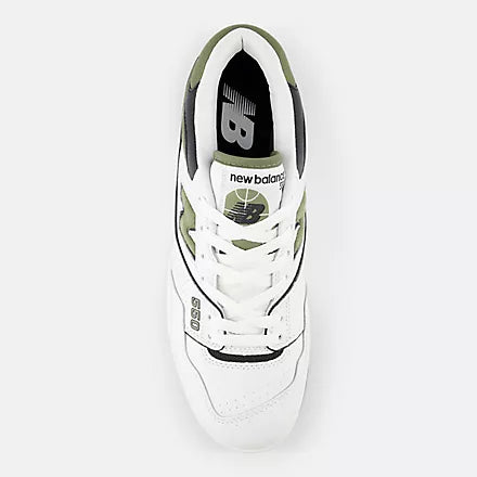 550 Sneaker for Men & Women - White, Dark Olivine & Black Colorway - Comfortable Casual Shoes for Walking, Running & Everyday Wear