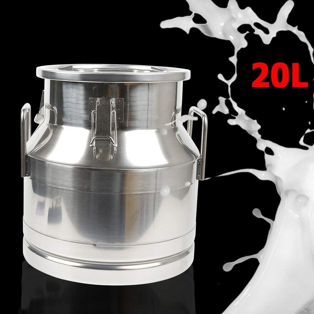 20L Commercial Stainless Steel Milk Can - Large Portable Milk Storage Container with Nested Design for Transport, Serving & Bulk Storage | Ideal for Dairy Farms, Coffee Shops & Catering Businesses