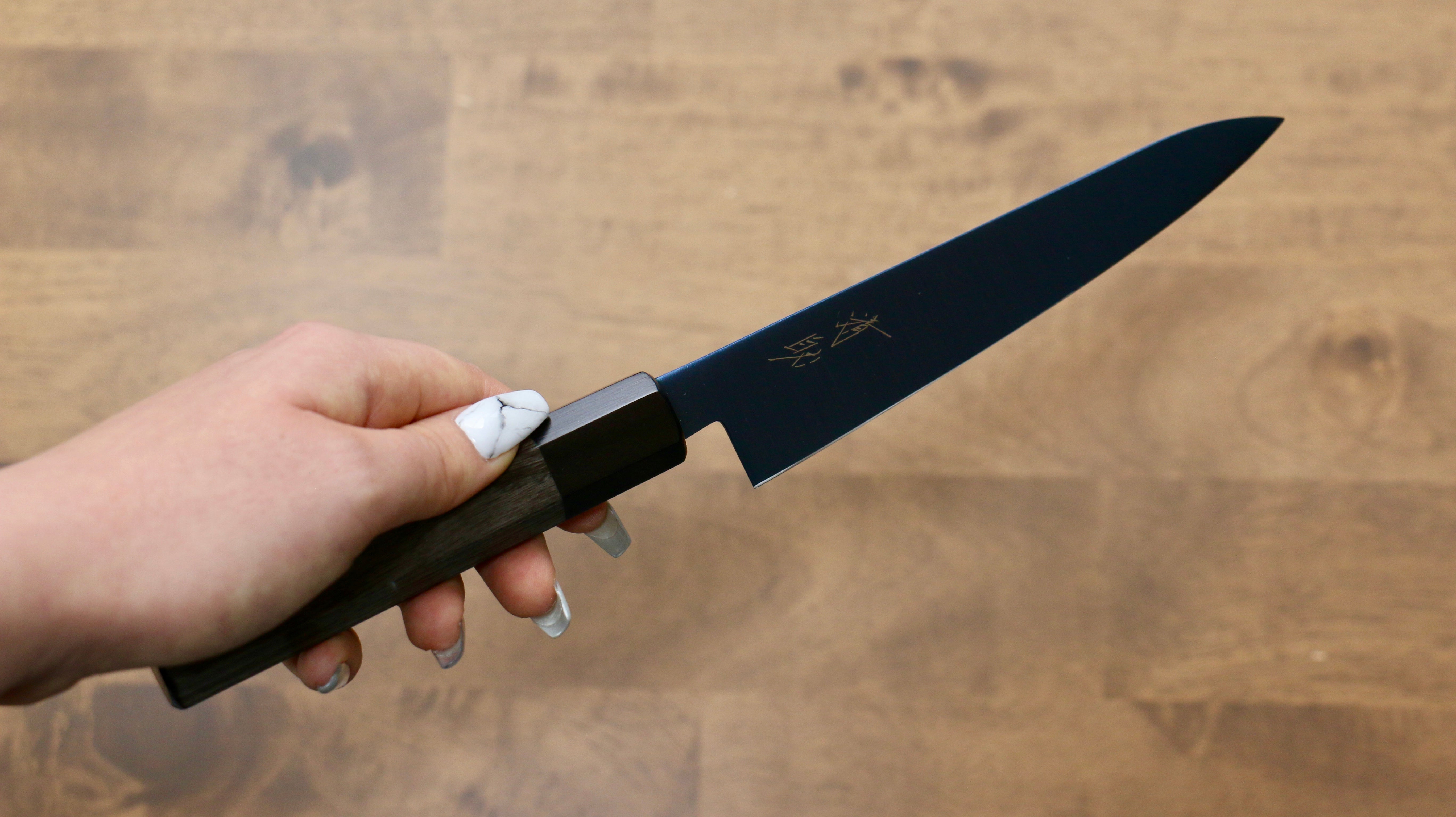 Seisuke SK 85 150mm Petty Utility Knife - Ion Plating Migaki Finish, Gray Pakka Wood Handle - Perfect for Slicing, Peeling & Precision Kitchen Tasks