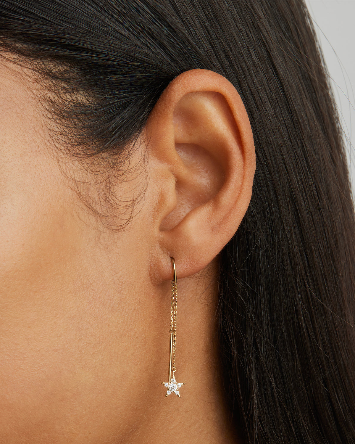 9K Solid Gold Lab-Grown Diamond Thread Earrings for Women - Elegant & Hypoallergenic Fine Jewelry for Everyday Wear, Parties & Special Occasions